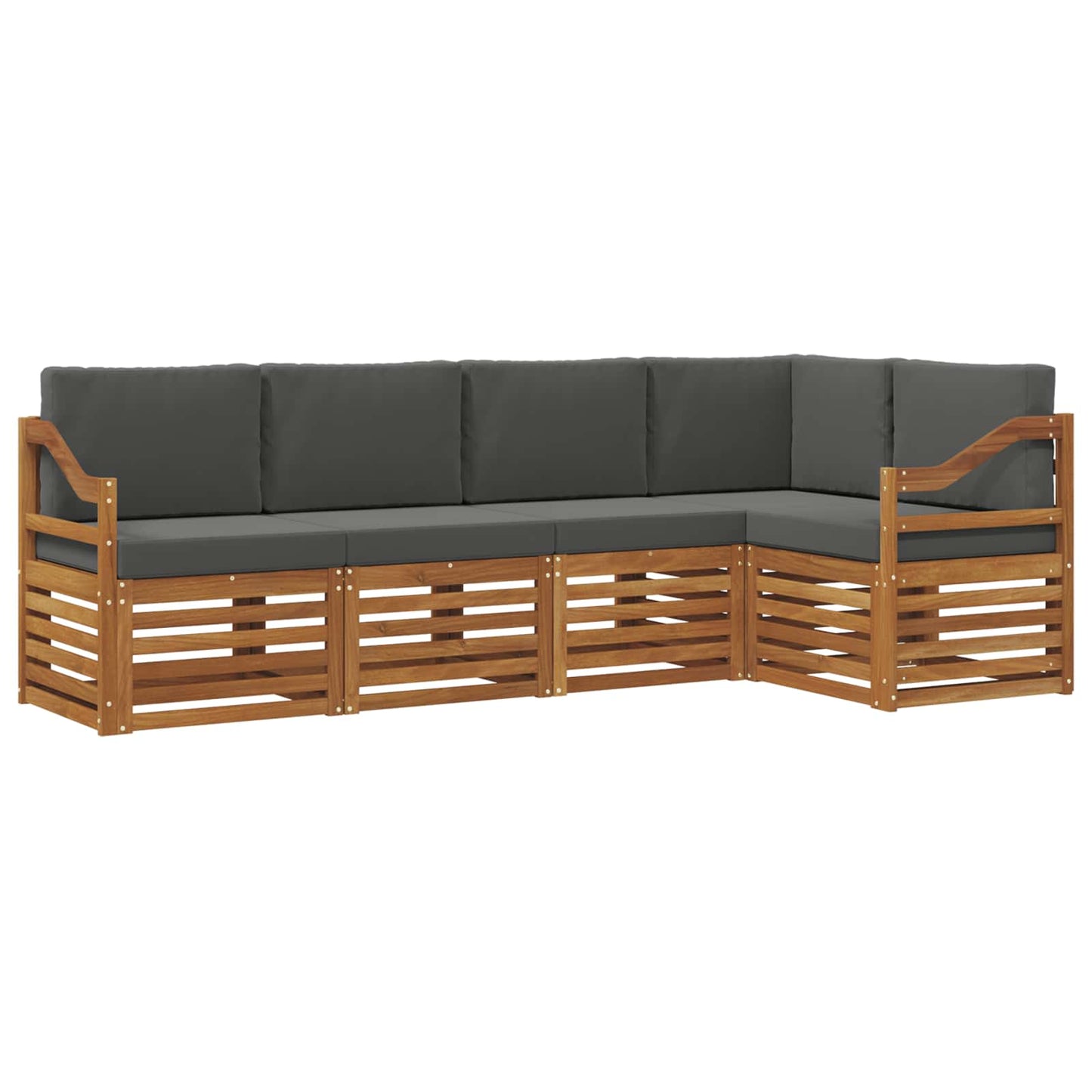 vidaXL Σαλονάκι Γωνιακού Καναπέ με μαξιλάρι 5 pcs Φυσικό και Ανθρακί