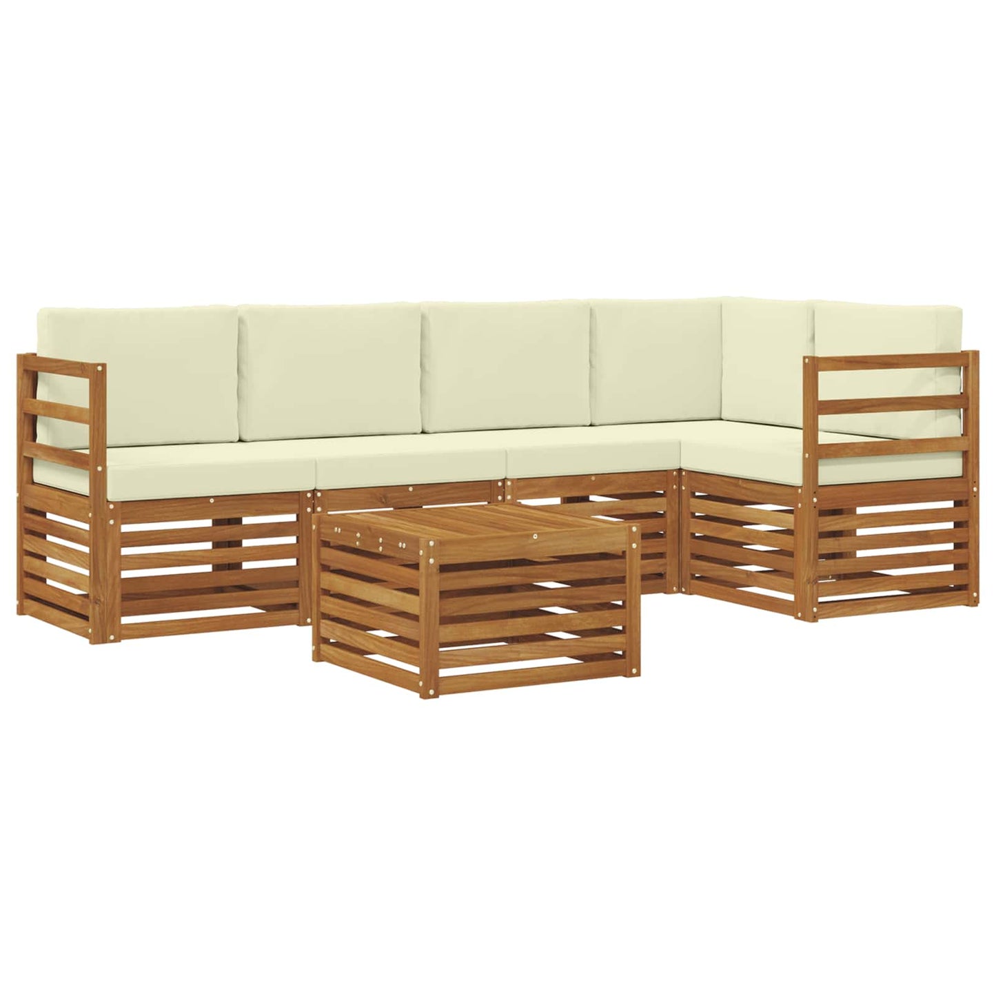 vidaXL Σαλονάκι Γωνιακού Καναπέ με μαξιλάρι 6 pcs Φυσικό και Κρέμα