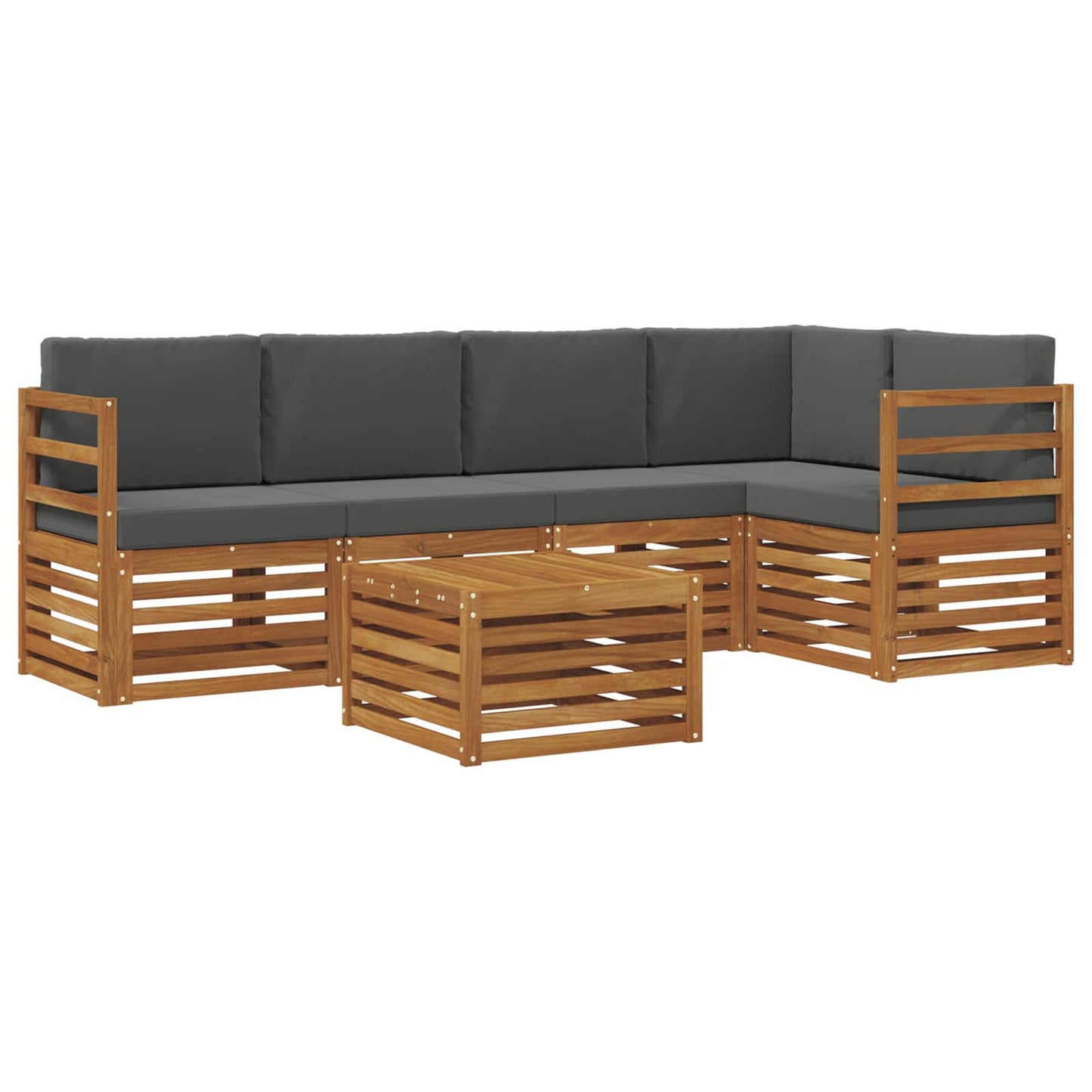 vidaXL Σαλονάκι Γωνιακού Καναπέ με μαξιλάρι 6 pcs Φυσικό και Ανθρακί