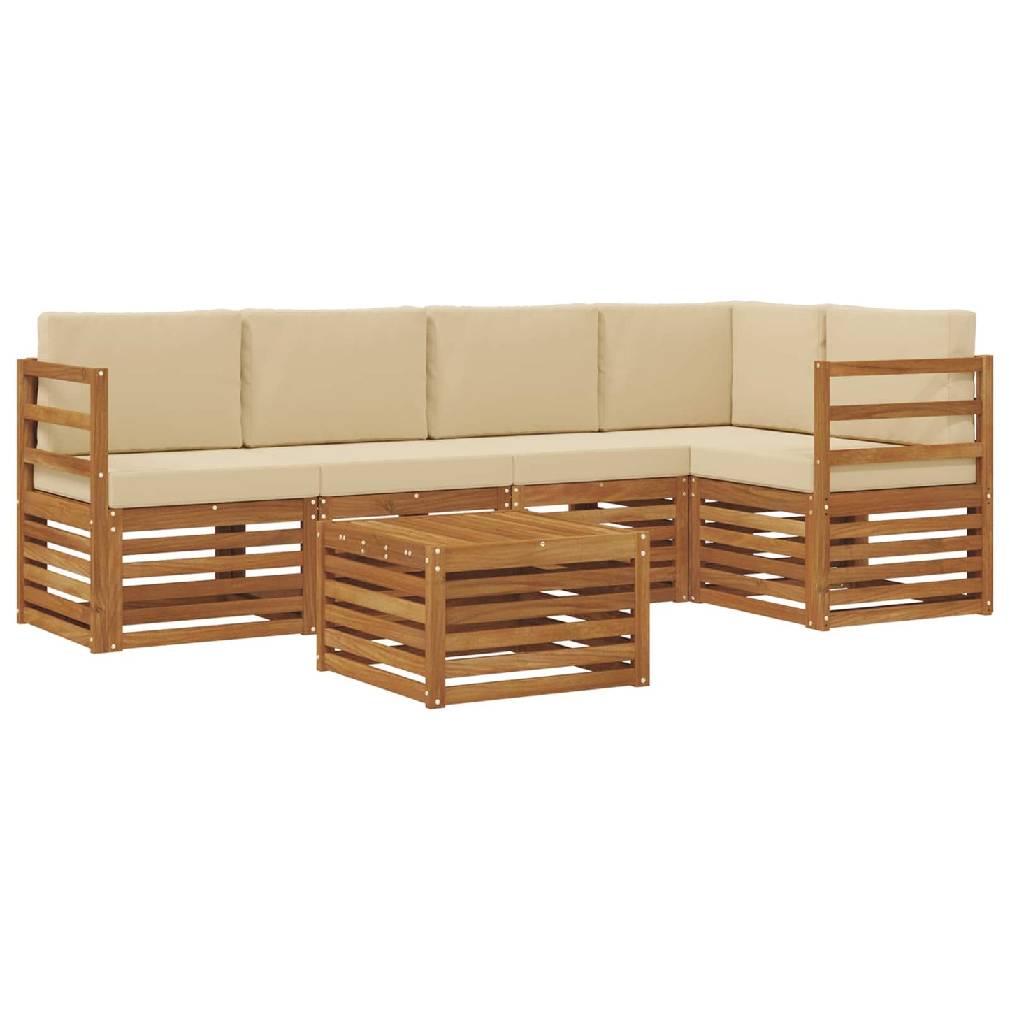 vidaXL Σαλονάκι Γωνιακού Καναπέ με μαξιλάρι 6 pcs Φυσικό και Μπεζ