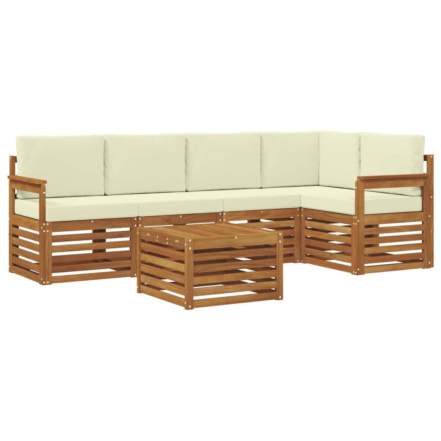 vidaXL Σαλονάκι Γωνιακού Καναπέ με μαξιλάρι 6 pcs Φυσικό και Κρέμα