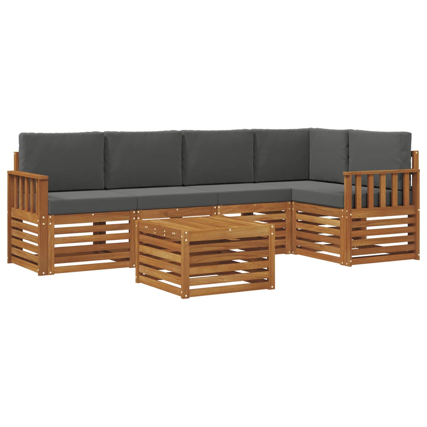 vidaXL Σαλονάκι Γωνιακού Καναπέ με μαξιλάρι 6 pcs Φυσικό και Ανθρακί