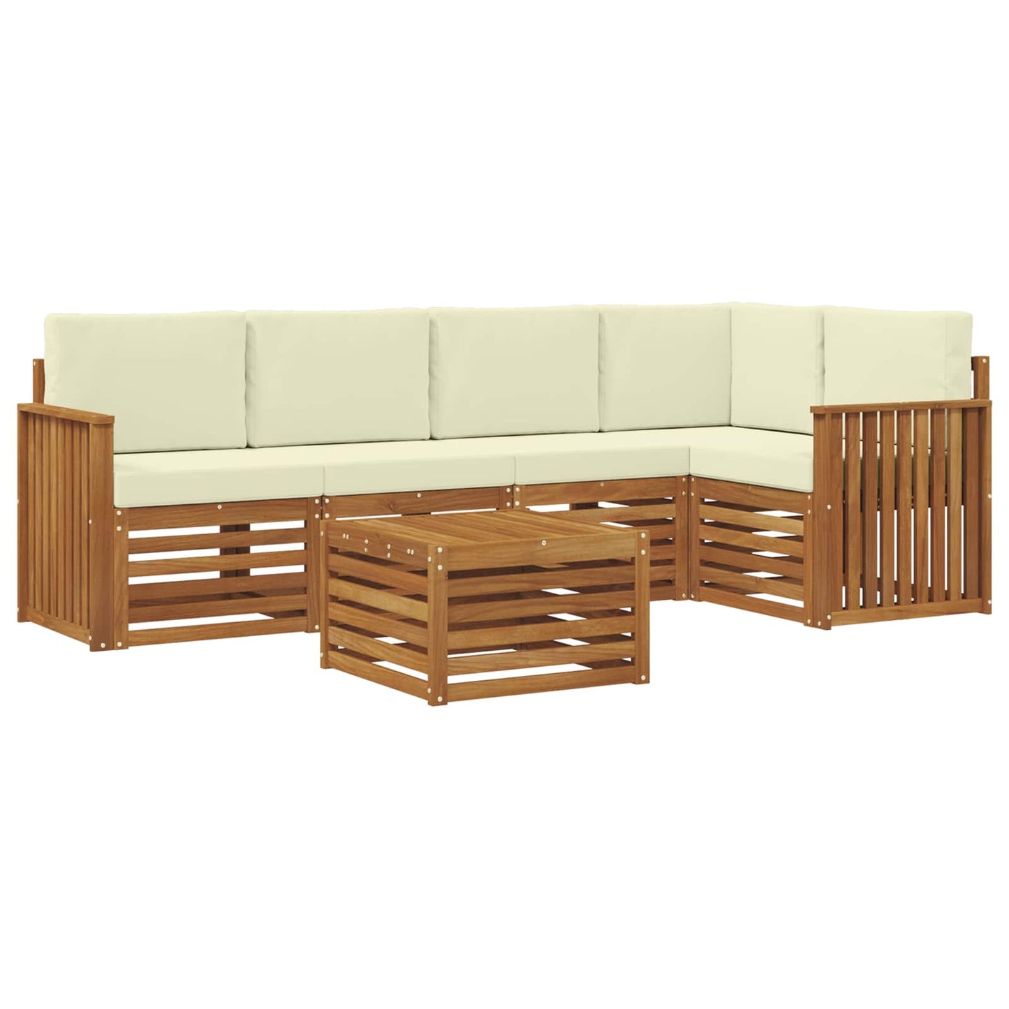 vidaXL Σαλονάκι Γωνιακού Καναπέ με μαξιλάρι 6 pcs Φυσικό και Κρέμα