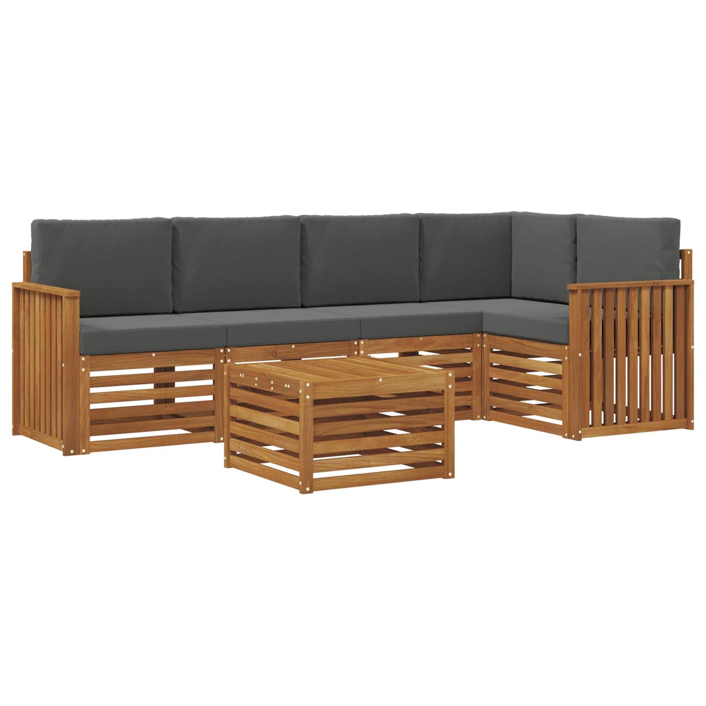 vidaXL Σαλονάκι Γωνιακού Καναπέ με μαξιλάρι 6 pcs Φυσικό και Ανθρακί