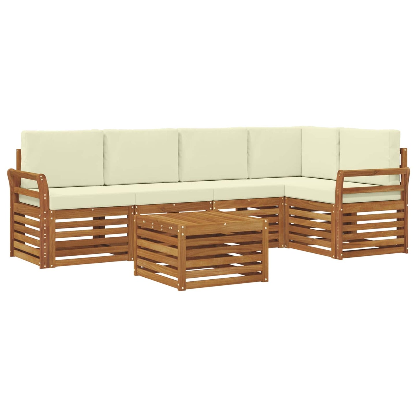 vidaXL Σαλονάκι Γωνιακού Καναπέ με μαξιλάρι 6 pcs Φυσικό και Κρέμα