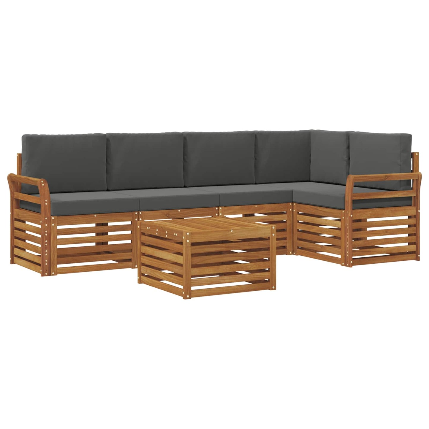 vidaXL Σαλονάκι Γωνιακού Καναπέ με μαξιλάρι 6 pcs Φυσικό και Ανθρακί