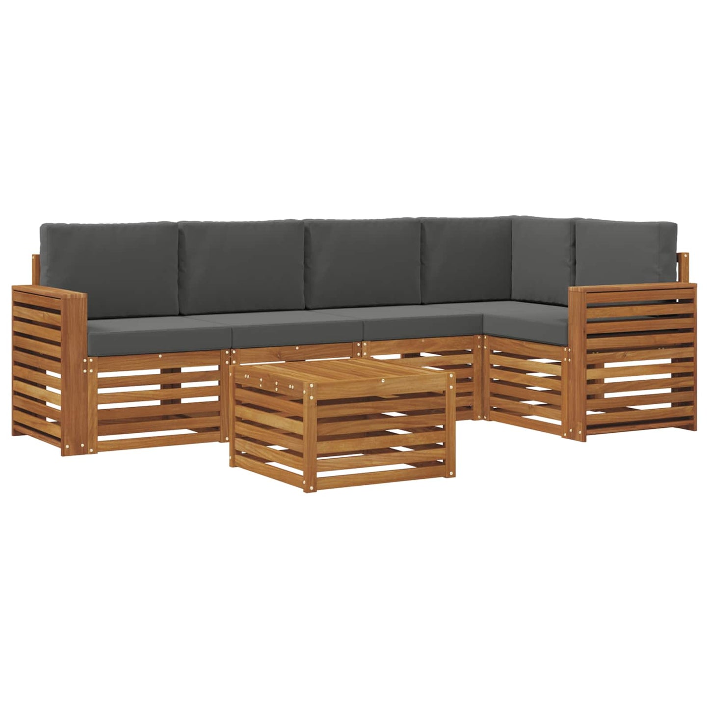 vidaXL Σαλονάκι Γωνιακού Καναπέ με μαξιλάρι 6 pcs Φυσικό και Ανθρακί
