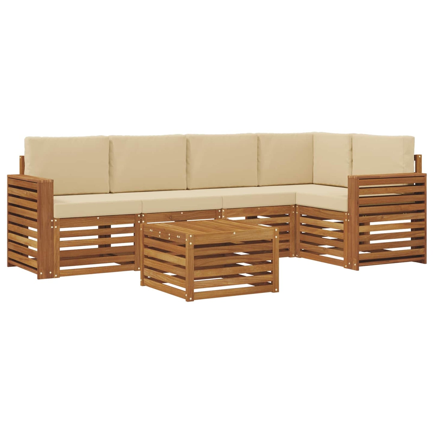 vidaXL Σαλονάκι Γωνιακού Καναπέ με μαξιλάρι 6 pcs Φυσικό και Μπεζ