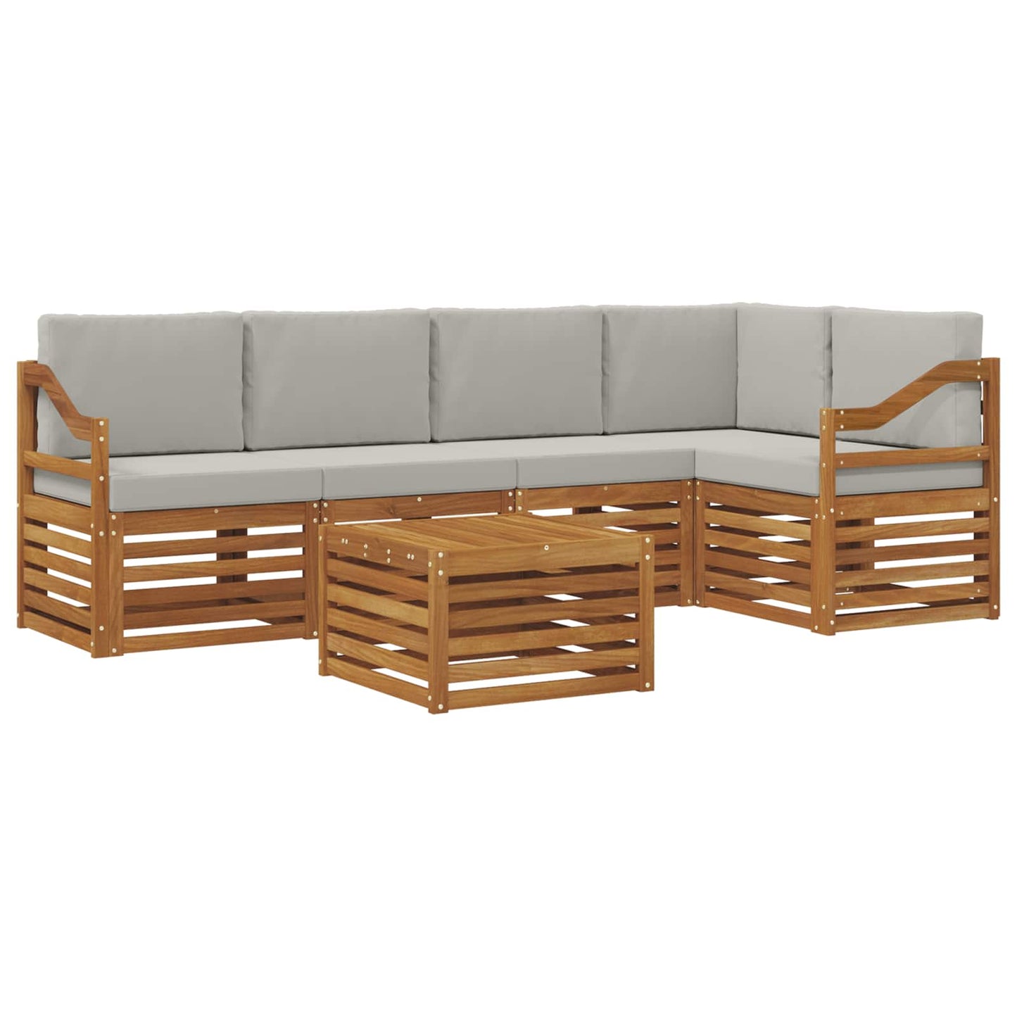 vidaXL Σαλονάκι Γωνιακού Καναπέ 6 pcs Φυσικό και Ανοιχτό Γκρι
