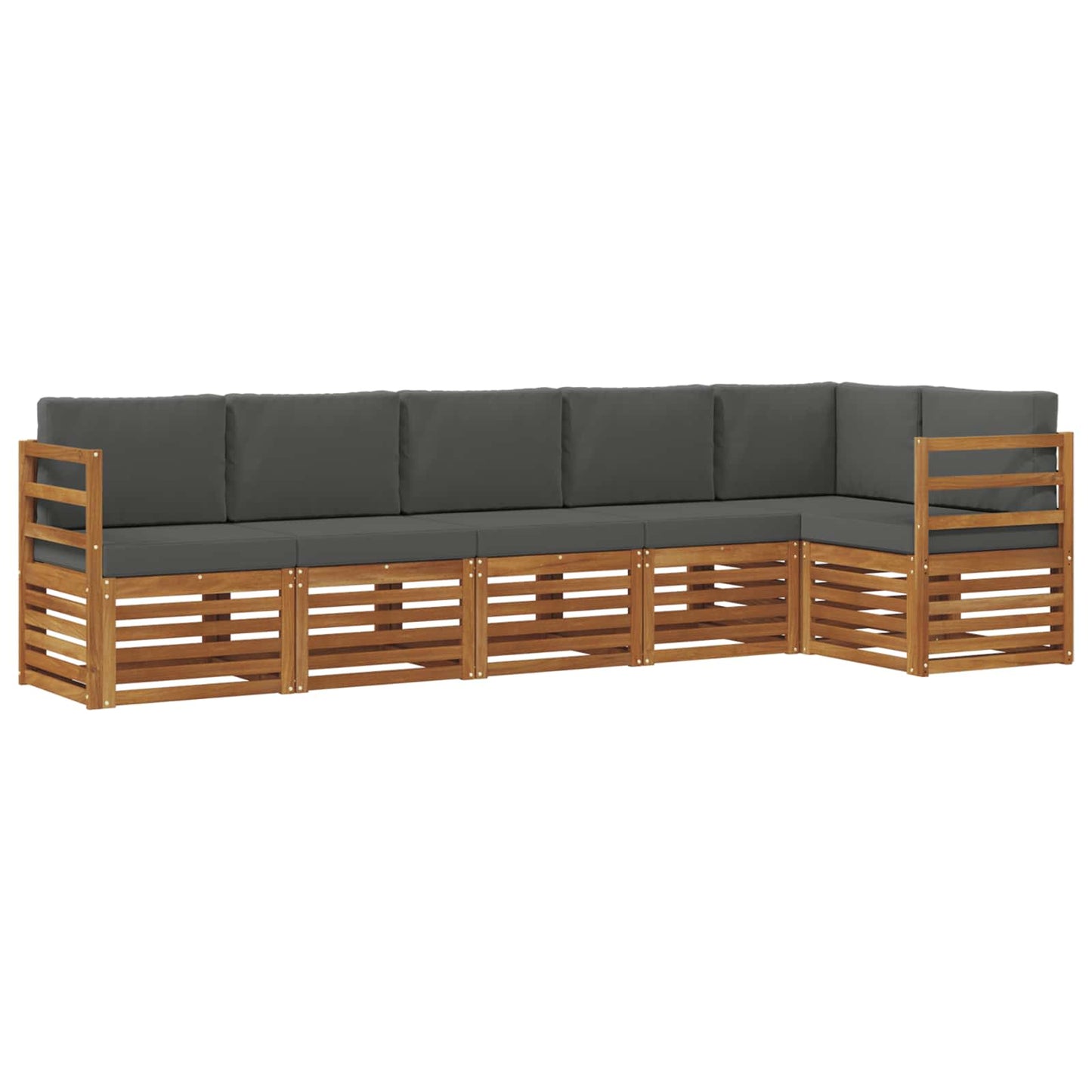 vidaXL Σαλονάκι Γωνιακού Καναπέ με μαξιλάρι 6 pcs Φυσικό και Ανθρακί
