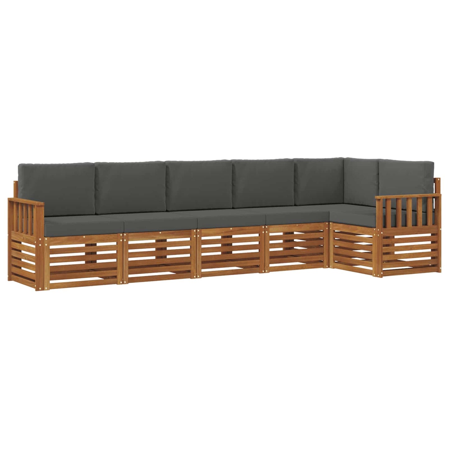 vidaXL Σαλονάκι Γωνιακού Καναπέ με μαξιλάρι 6 pcs Φυσικό και Ανθρακί