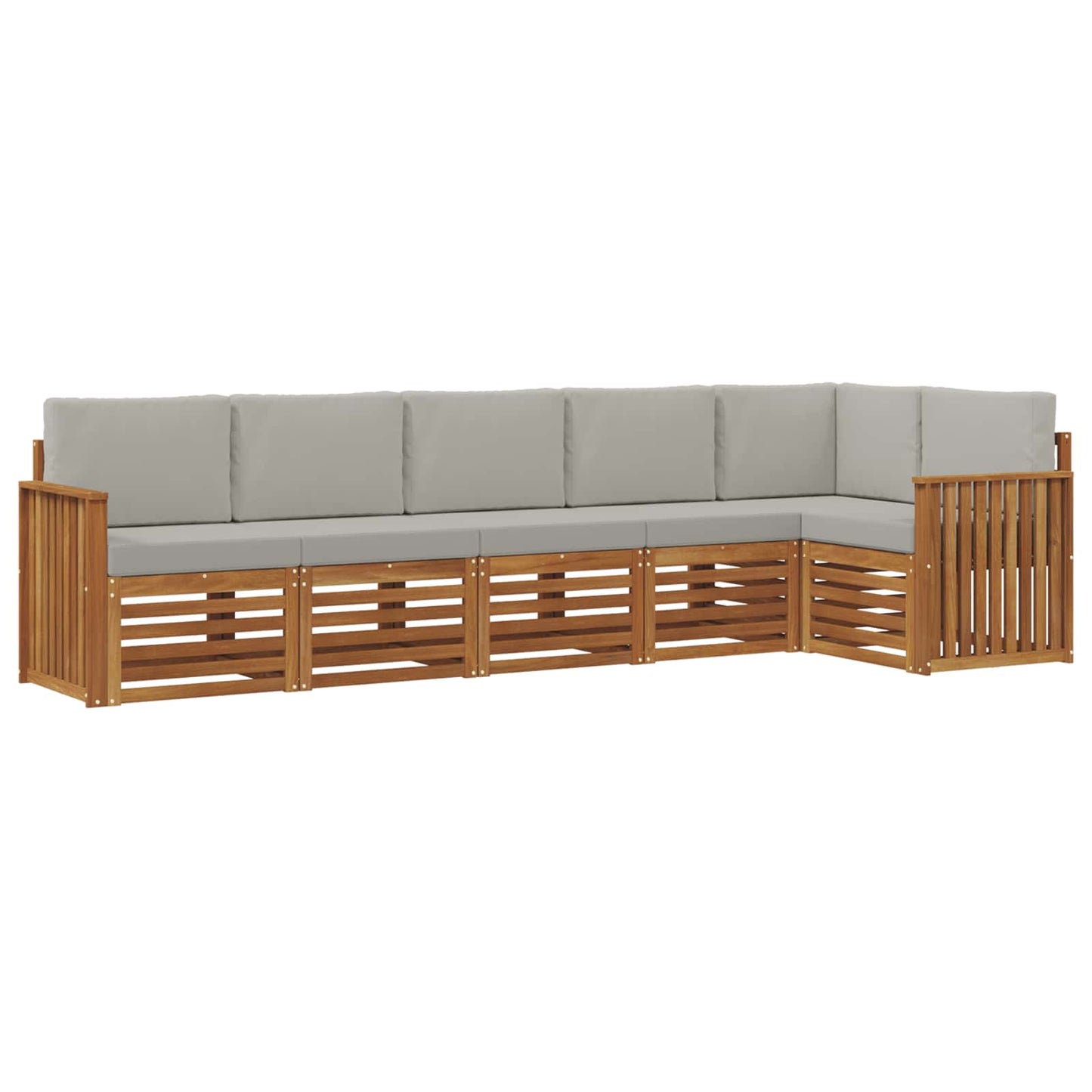 vidaXL Σαλονάκι Γωνιακού Καναπέ 6 pcs Φυσικό και Ανοιχτό Γκρι