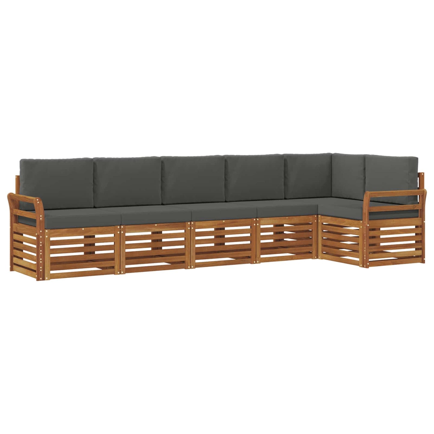vidaXL Σαλονάκι Γωνιακού Καναπέ με μαξιλάρι 6 pcs Φυσικό και Ανθρακί