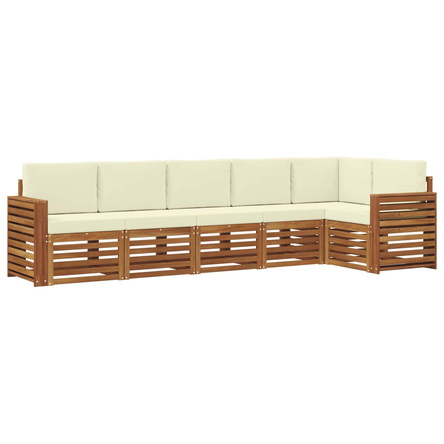 vidaXL Σαλονάκι Γωνιακού Καναπέ με μαξιλάρι 6 pcs Φυσικό και Κρέμα