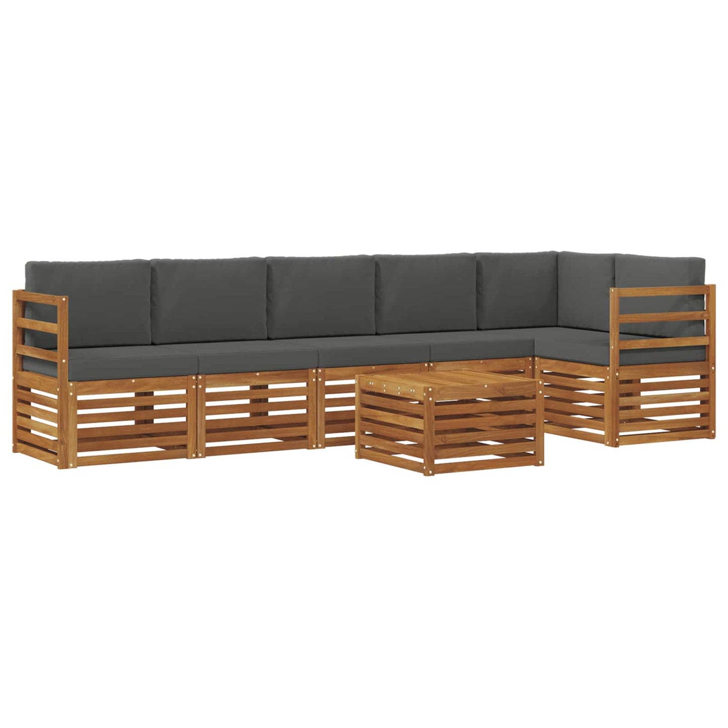 vidaXL Σαλονάκι Γωνιακού Καναπέ με μαξιλάρι 7 pcs Φυσικό και Ανθρακί