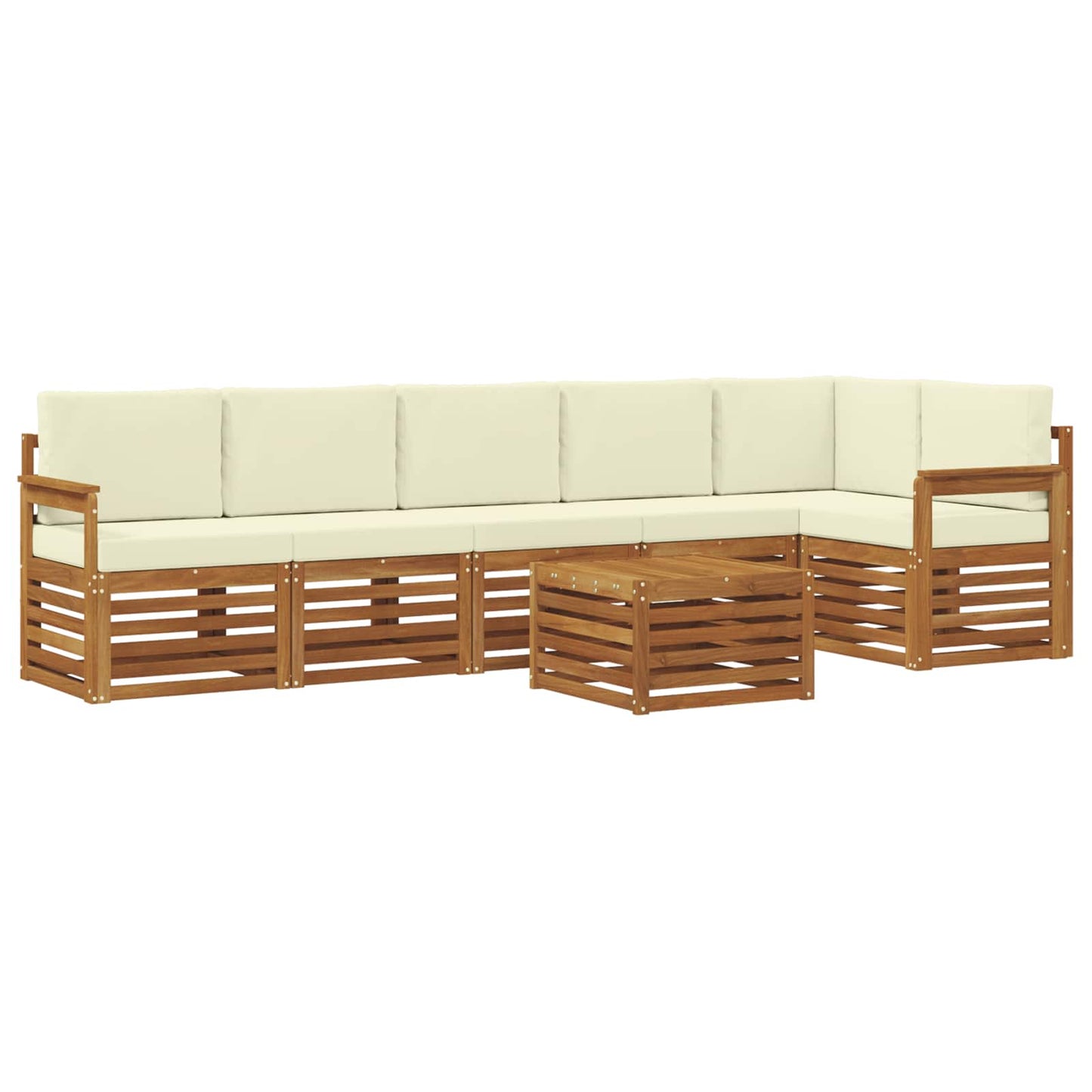 vidaXL Σαλονάκι Γωνιακού Καναπέ με μαξιλάρι 7 pcs Φυσικό και Κρέμα