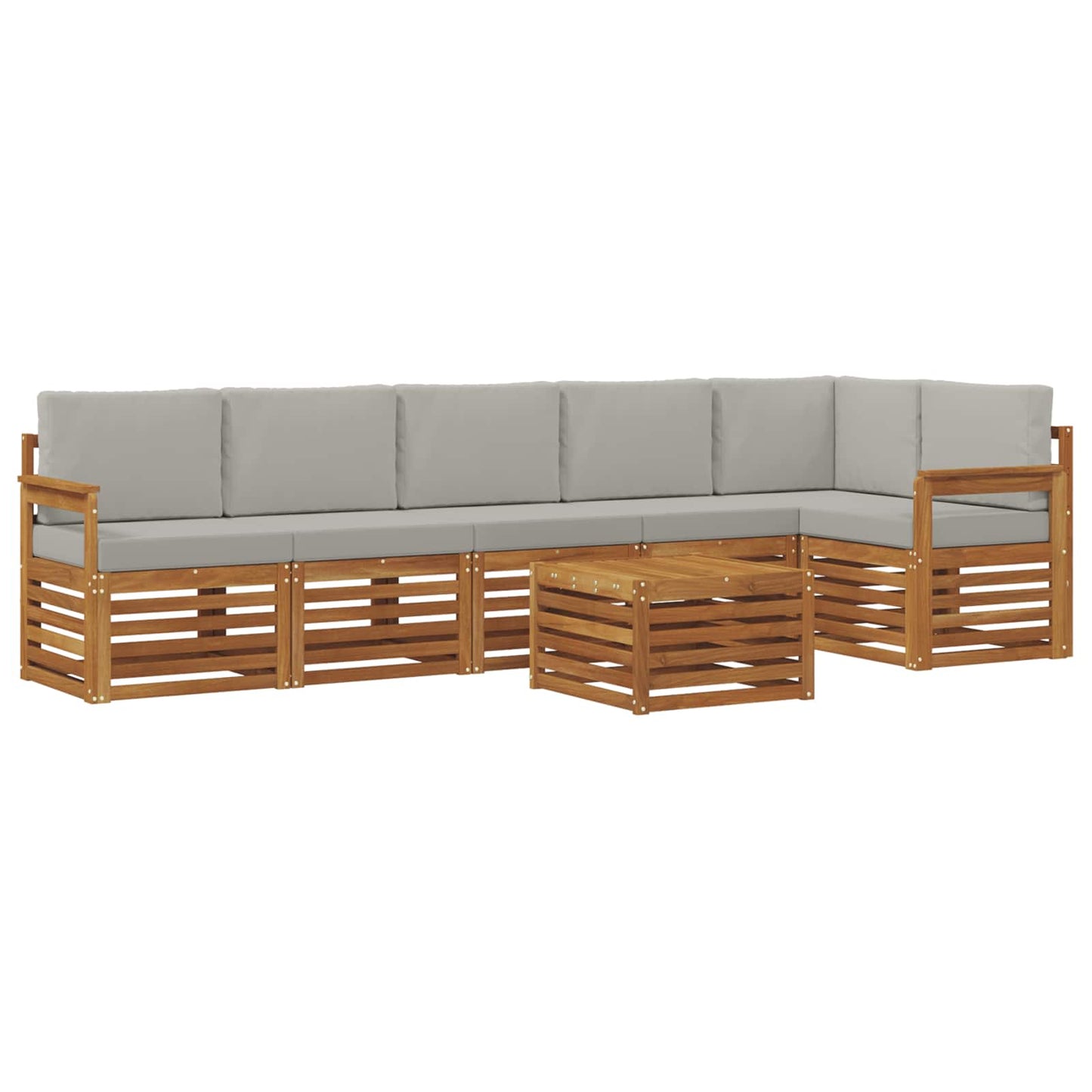 vidaXL Σαλονάκι Γωνιακού Καναπέ 7 pcs Φυσικό και Ανοιχτό Γκρι