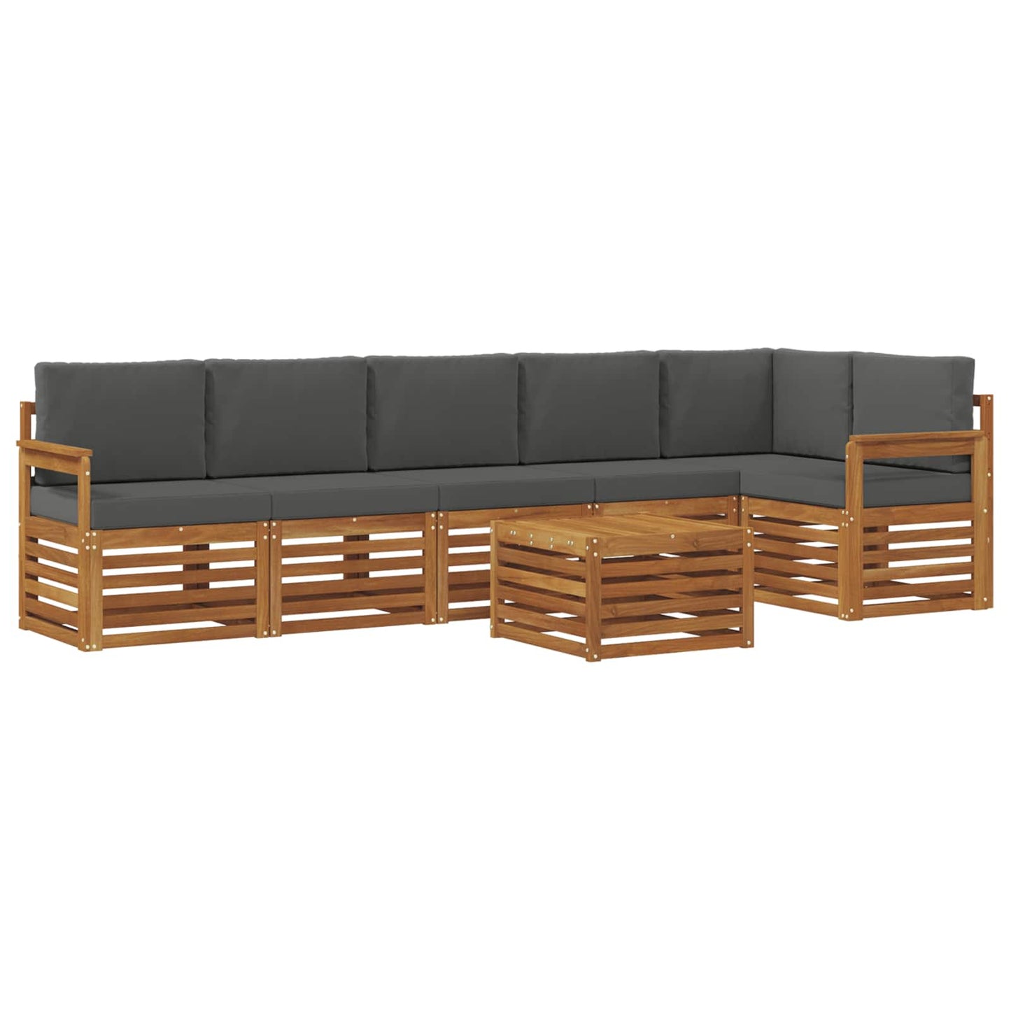 vidaXL Σαλονάκι Γωνιακού Καναπέ με μαξιλάρι 7 pcs Φυσικό και Ανθρακί