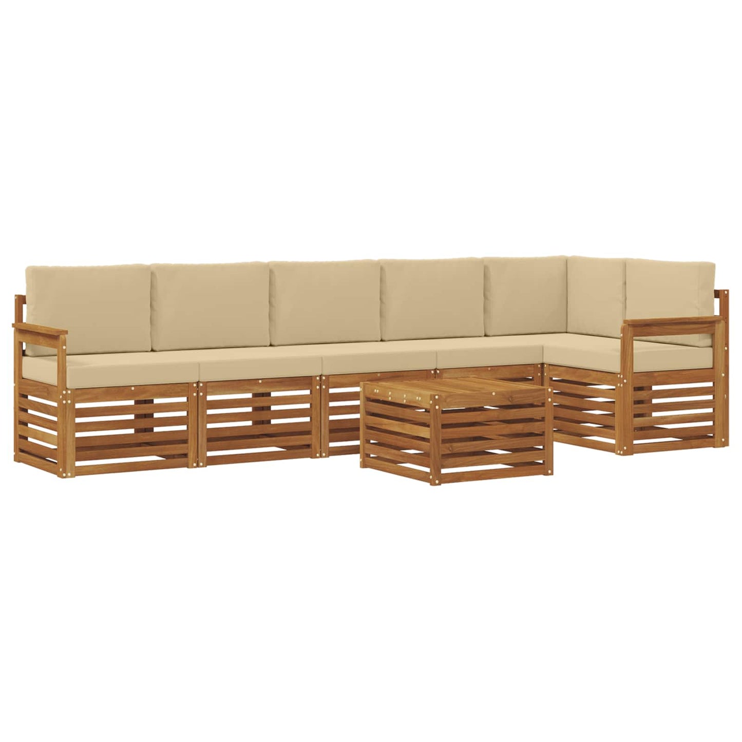 vidaXL Σαλονάκι Γωνιακού Καναπέ με μαξιλάρι 7 pcs Φυσικό και Μπεζ