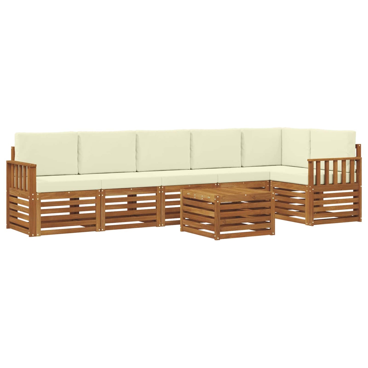 vidaXL Σαλονάκι Γωνιακού Καναπέ με μαξιλάρι 7 pcs Φυσικό και Κρέμα