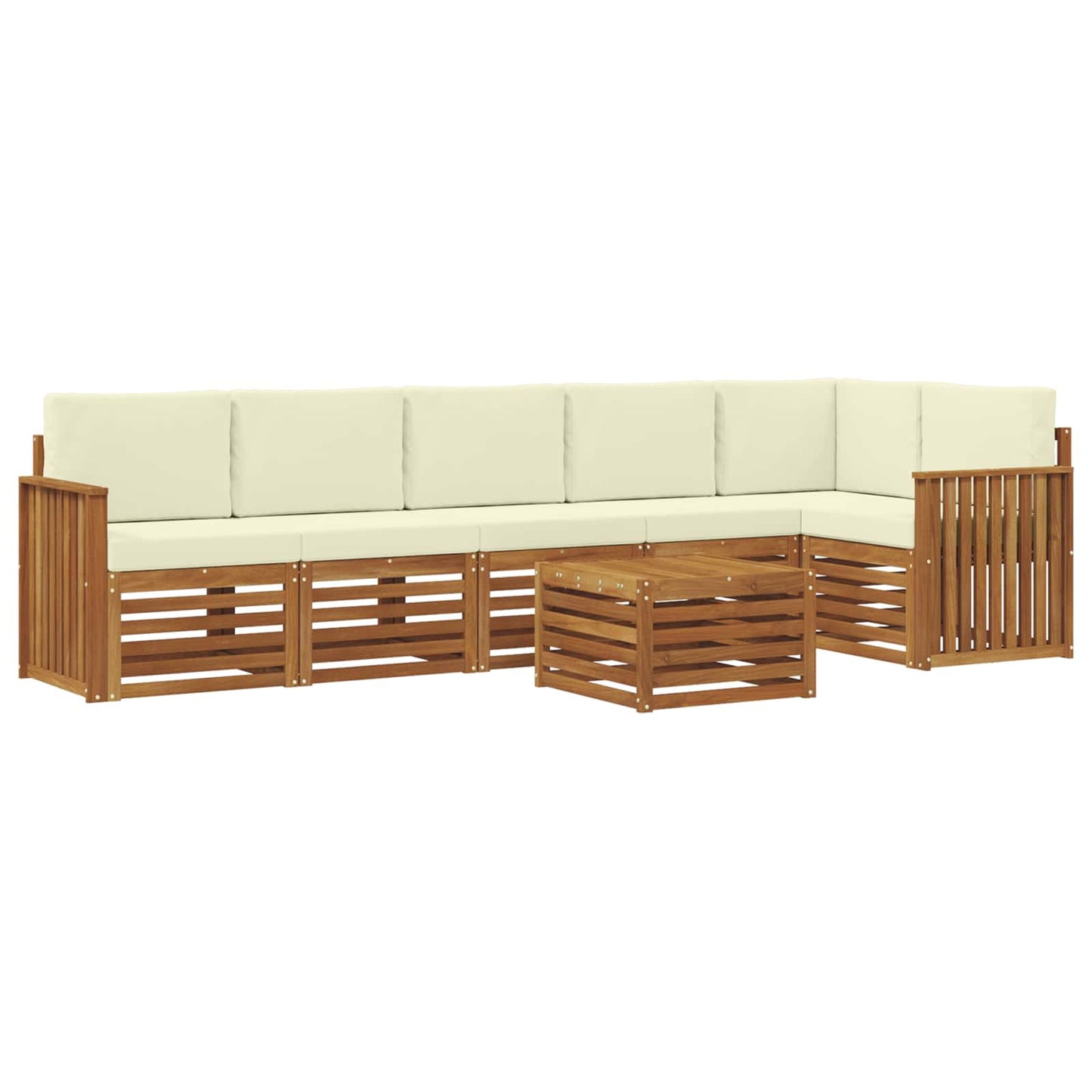 vidaXL Σαλονάκι Γωνιακού Καναπέ με μαξιλάρι 7 pcs Φυσικό και Κρέμα