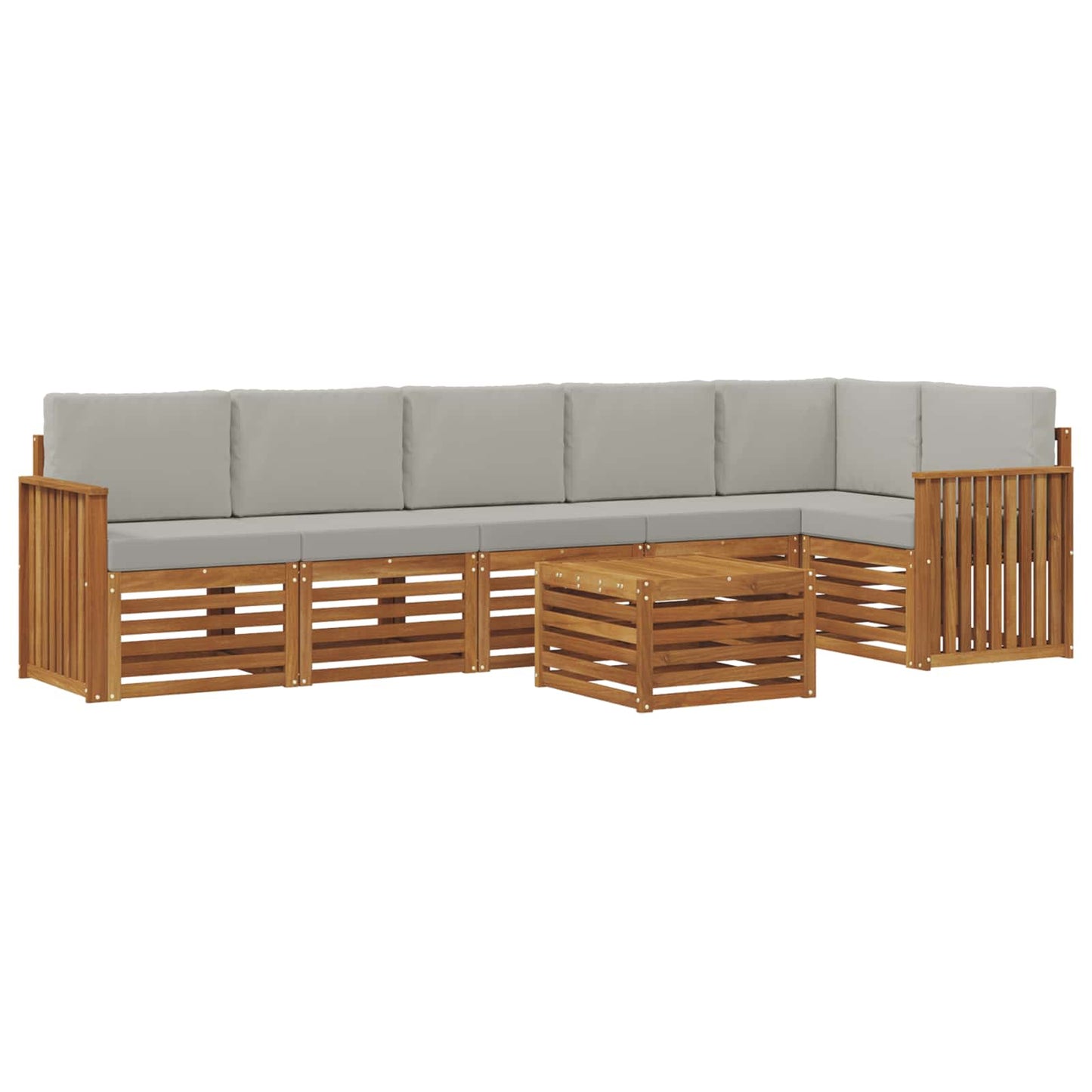 vidaXL Σαλονάκι Γωνιακού Καναπέ 7 pcs Φυσικό και Ανοιχτό Γκρι