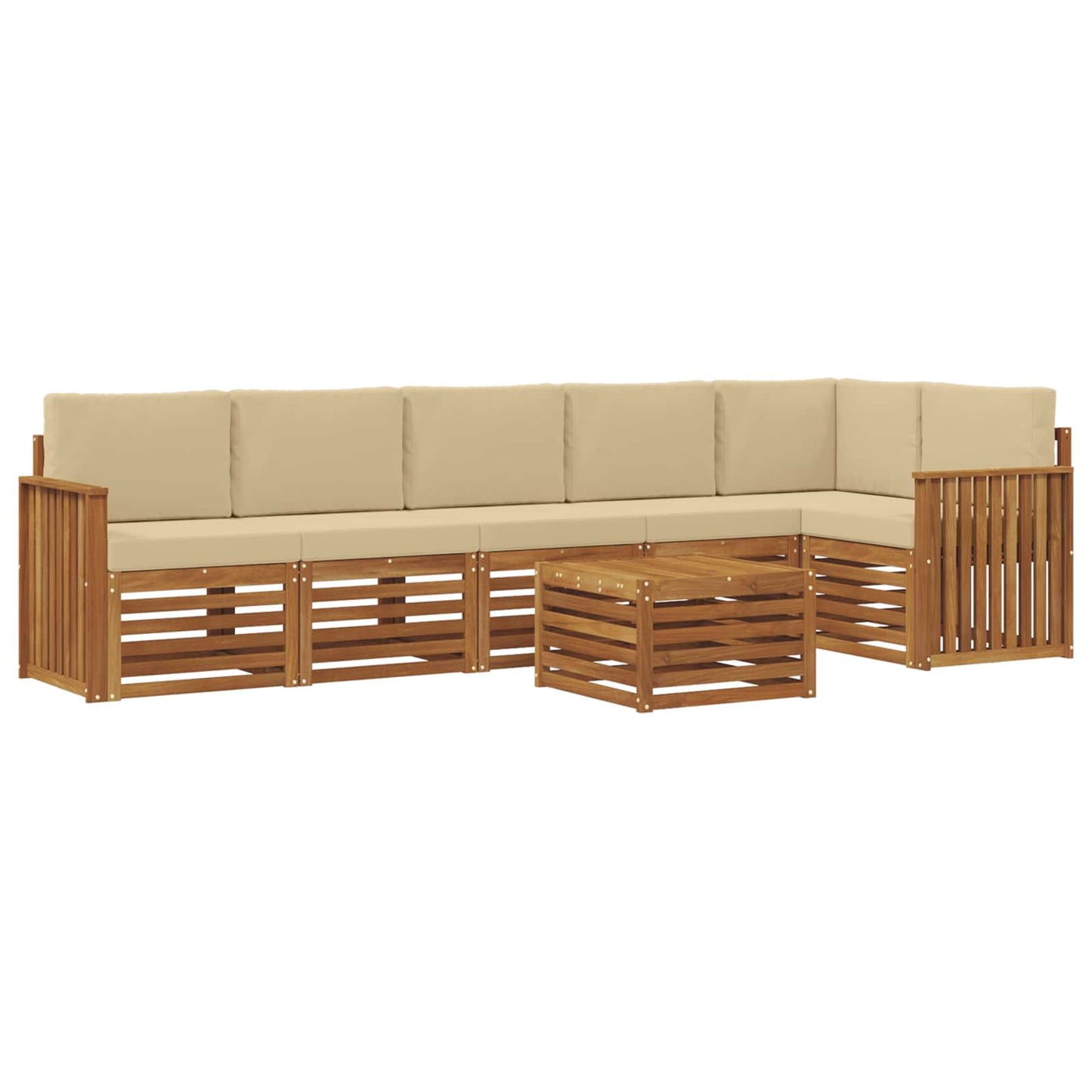vidaXL Σαλονάκι Γωνιακού Καναπέ με μαξιλάρι 7 pcs Φυσικό και Μπεζ
