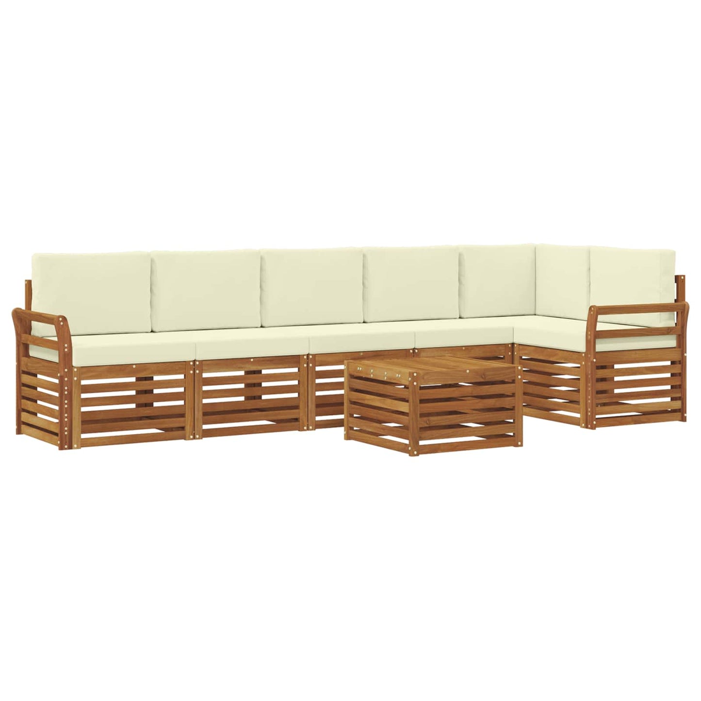 vidaXL Σαλονάκι Γωνιακού Καναπέ με μαξιλάρι 7 pcs Φυσικό και Κρέμα