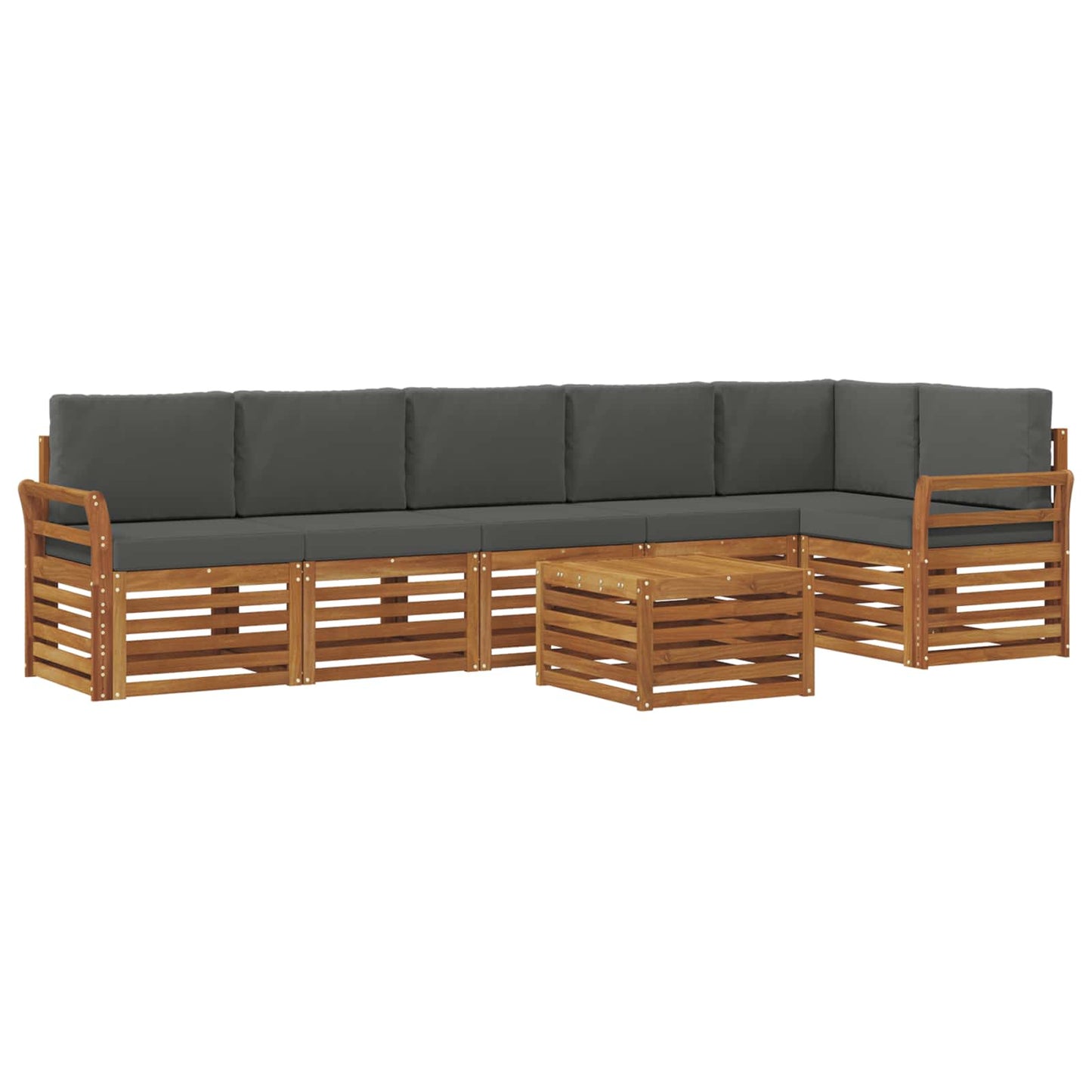 vidaXL Σαλονάκι Γωνιακού Καναπέ με μαξιλάρι 7 pcs Φυσικό και Ανθρακί
