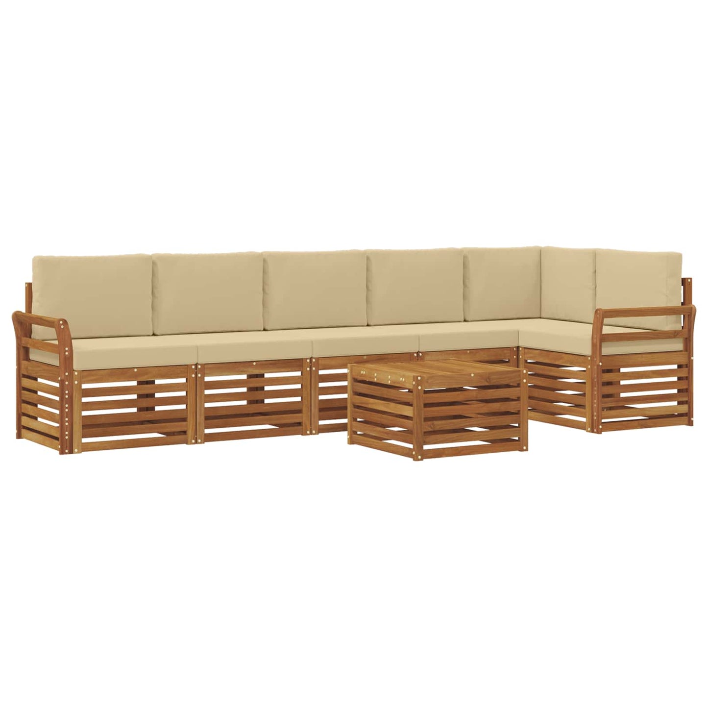 vidaXL Σαλονάκι Γωνιακού Καναπέ με μαξιλάρι 7 pcs Φυσικό και Μπεζ
