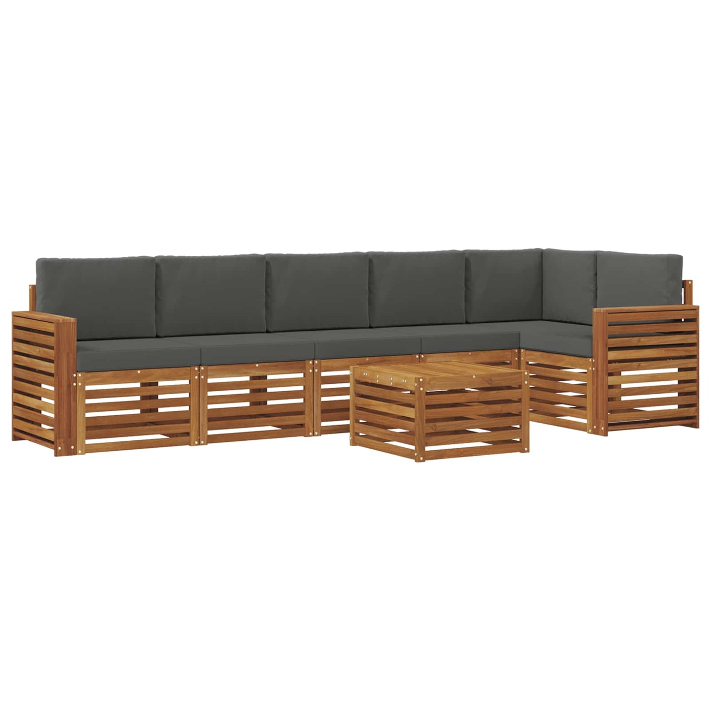 vidaXL Σαλονάκι Γωνιακού Καναπέ με μαξιλάρι 7 pcs Φυσικό και Ανθρακί