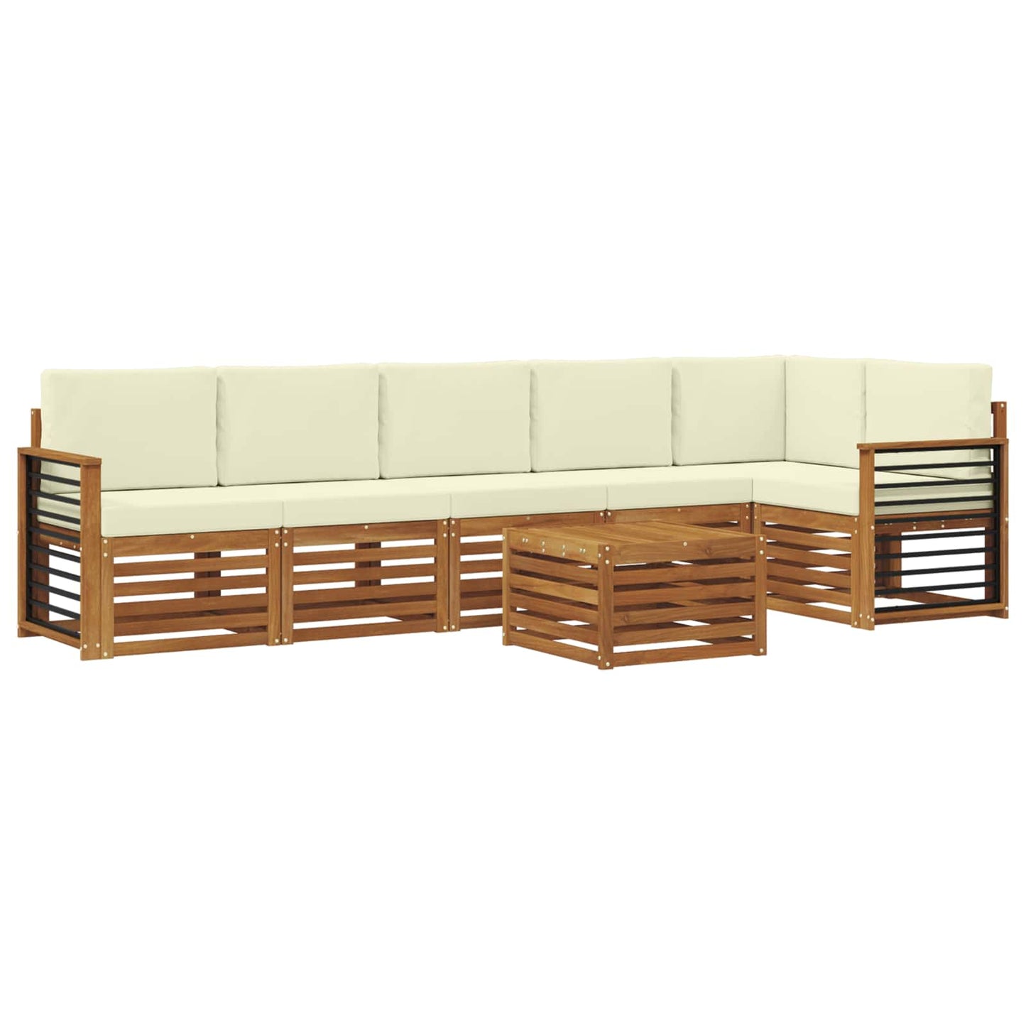 vidaXL Σαλονάκι Γωνιακού Καναπέ με μαξιλάρι 7 pcs Φυσικό και Κρέμα