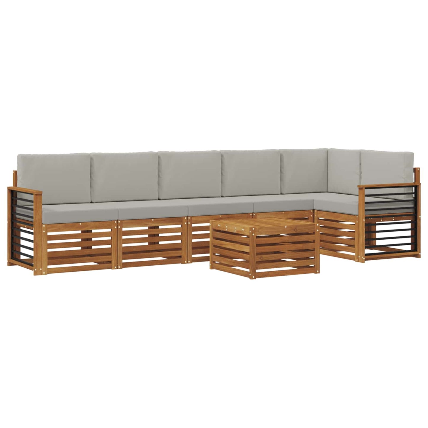vidaXL Σαλονάκι Γωνιακού Καναπέ 7 pcs Φυσικό και Ανοιχτό Γκρι