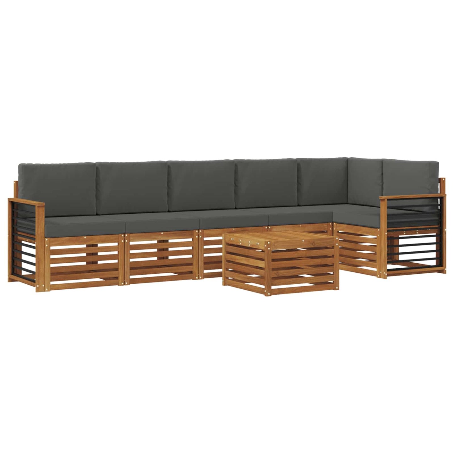 vidaXL Σαλονάκι Γωνιακού Καναπέ με μαξιλάρι 7 pcs Φυσικό και Ανθρακί