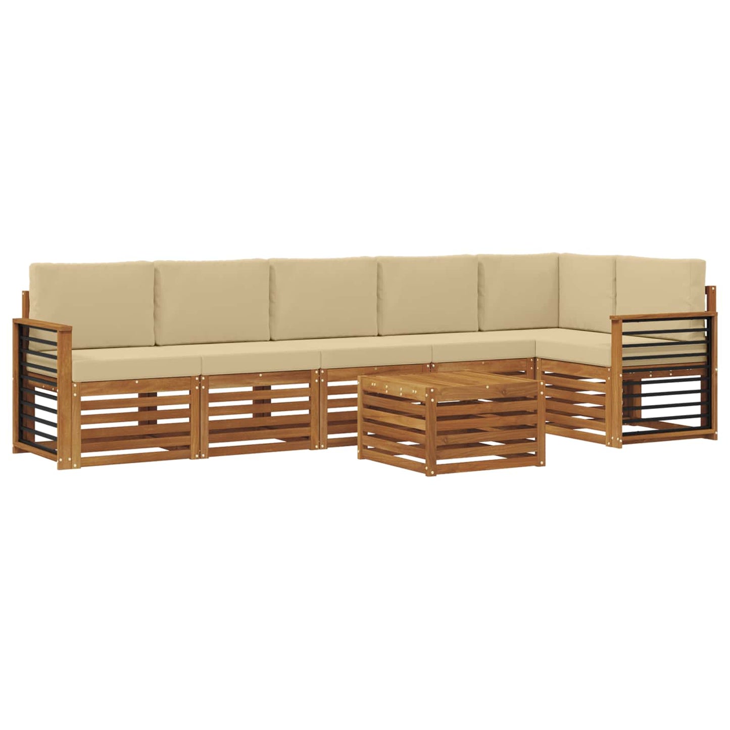 vidaXL Σαλονάκι Γωνιακού Καναπέ με μαξιλάρι 7 pcs Φυσικό και Μπεζ