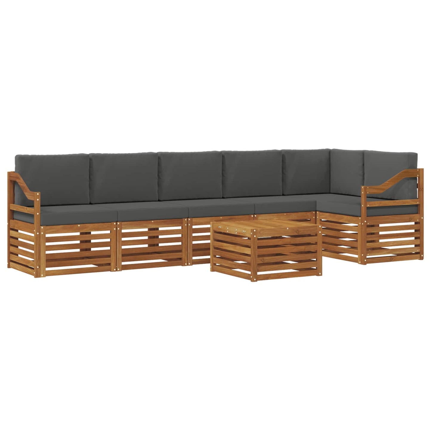 vidaXL Σαλονάκι Γωνιακού Καναπέ με μαξιλάρι 7 pcs Φυσικό και Ανθρακί