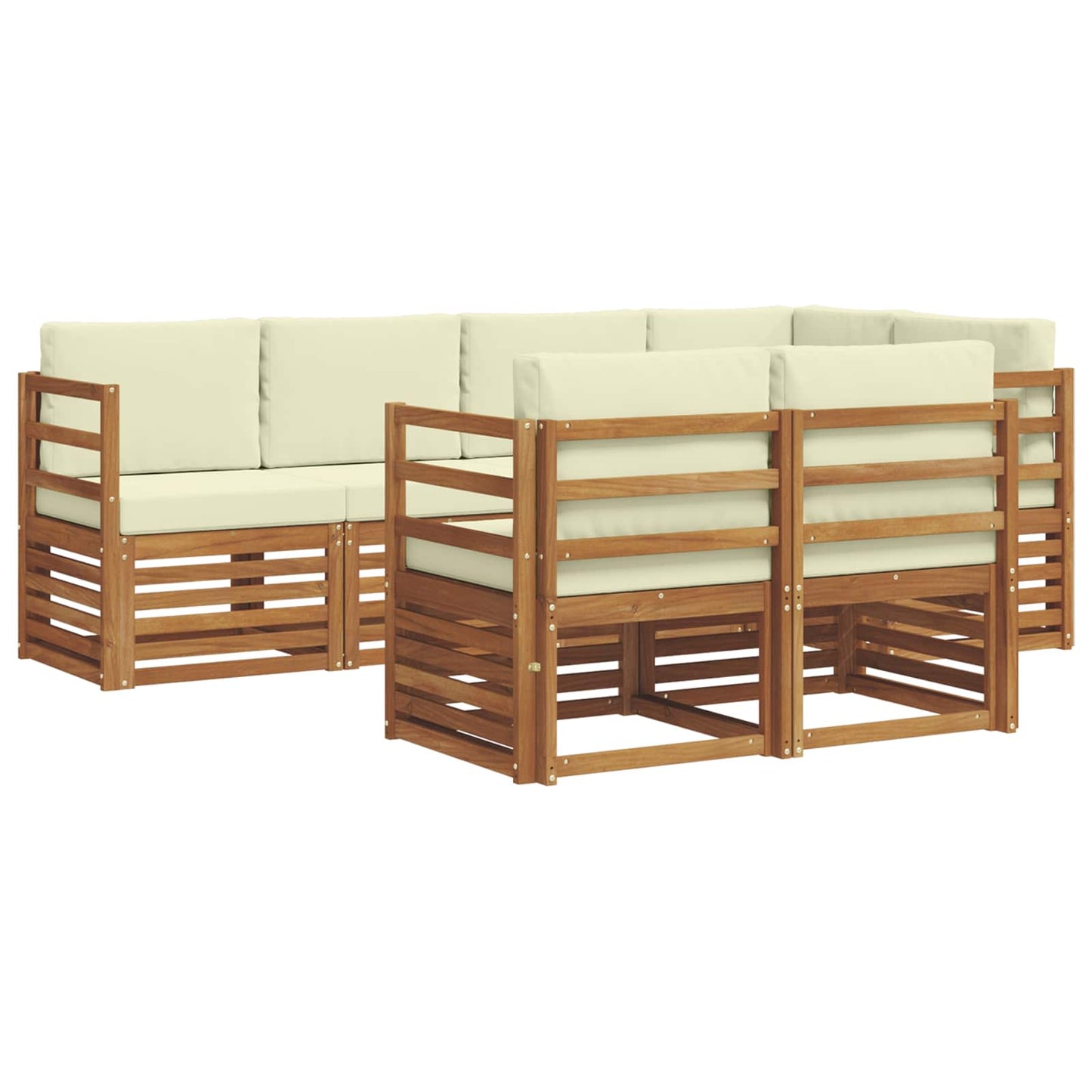 vidaXL Σαλονάκι Γωνιακού Καναπέ με μαξιλάρι 7 pcs Φυσικό και Κρέμα