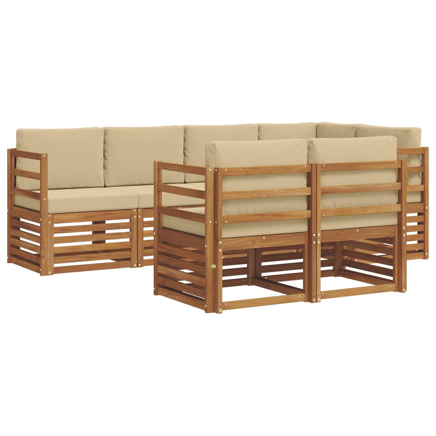 vidaXL Σαλονάκι Γωνιακού Καναπέ με μαξιλάρι 7 pcs Φυσικό και Μπεζ