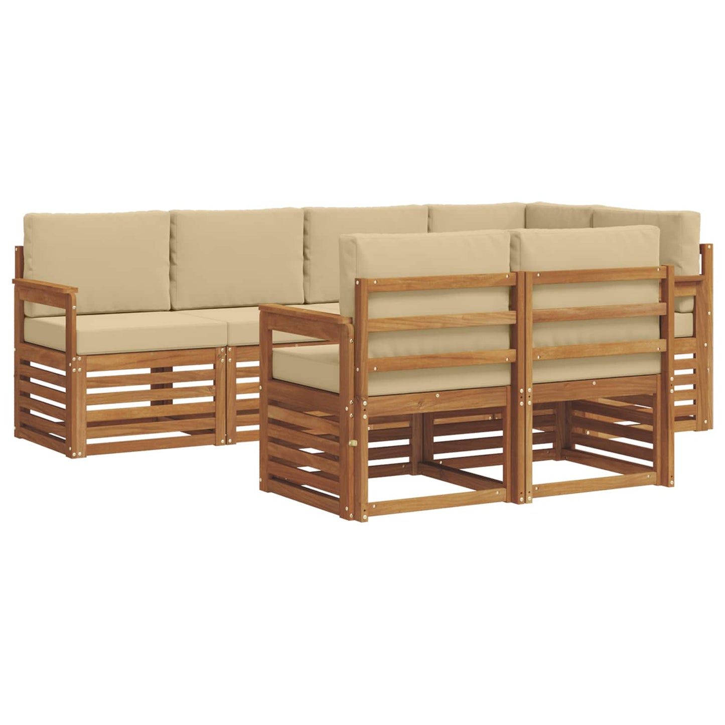 vidaXL Σαλονάκι Γωνιακού Καναπέ με μαξιλάρι 7 pcs Φυσικό και Μπεζ