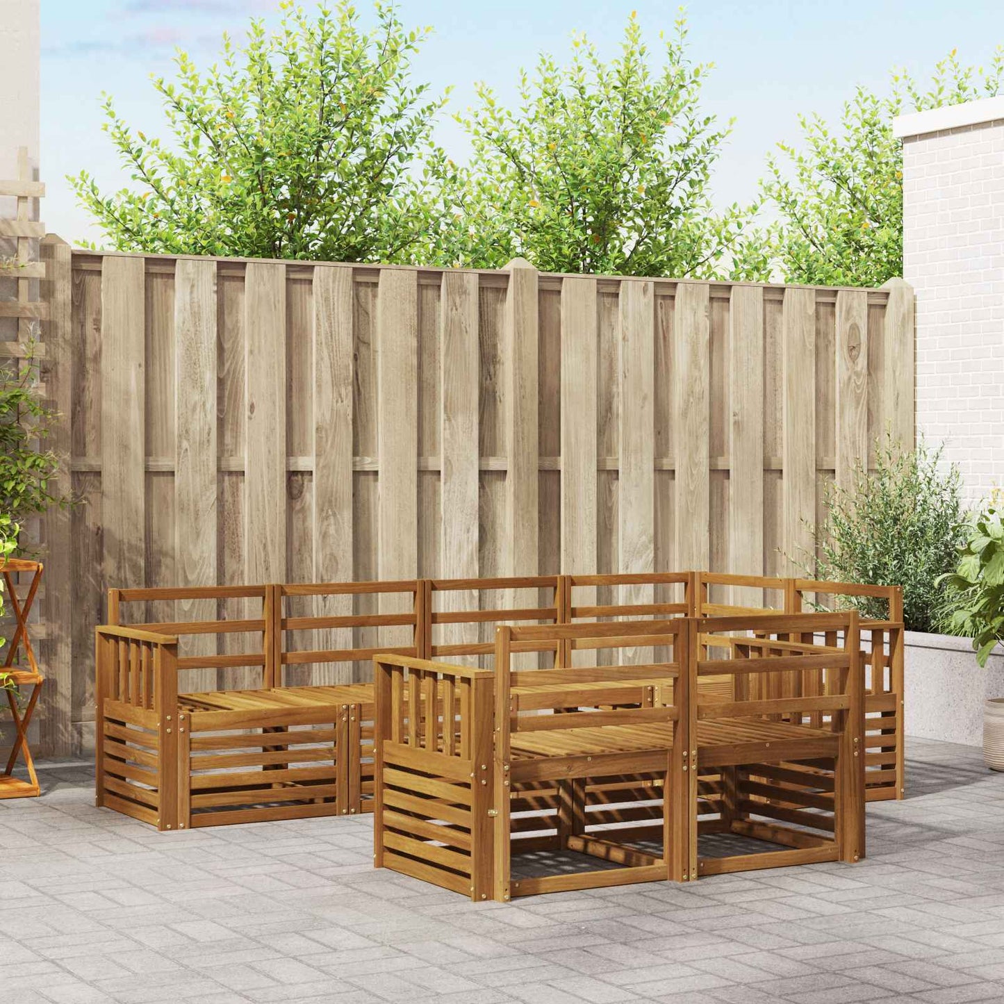 vidaXL Σειρά Καναπέ Εξωτερικού 7 pcs Φυσικό Πολυεστέρας
