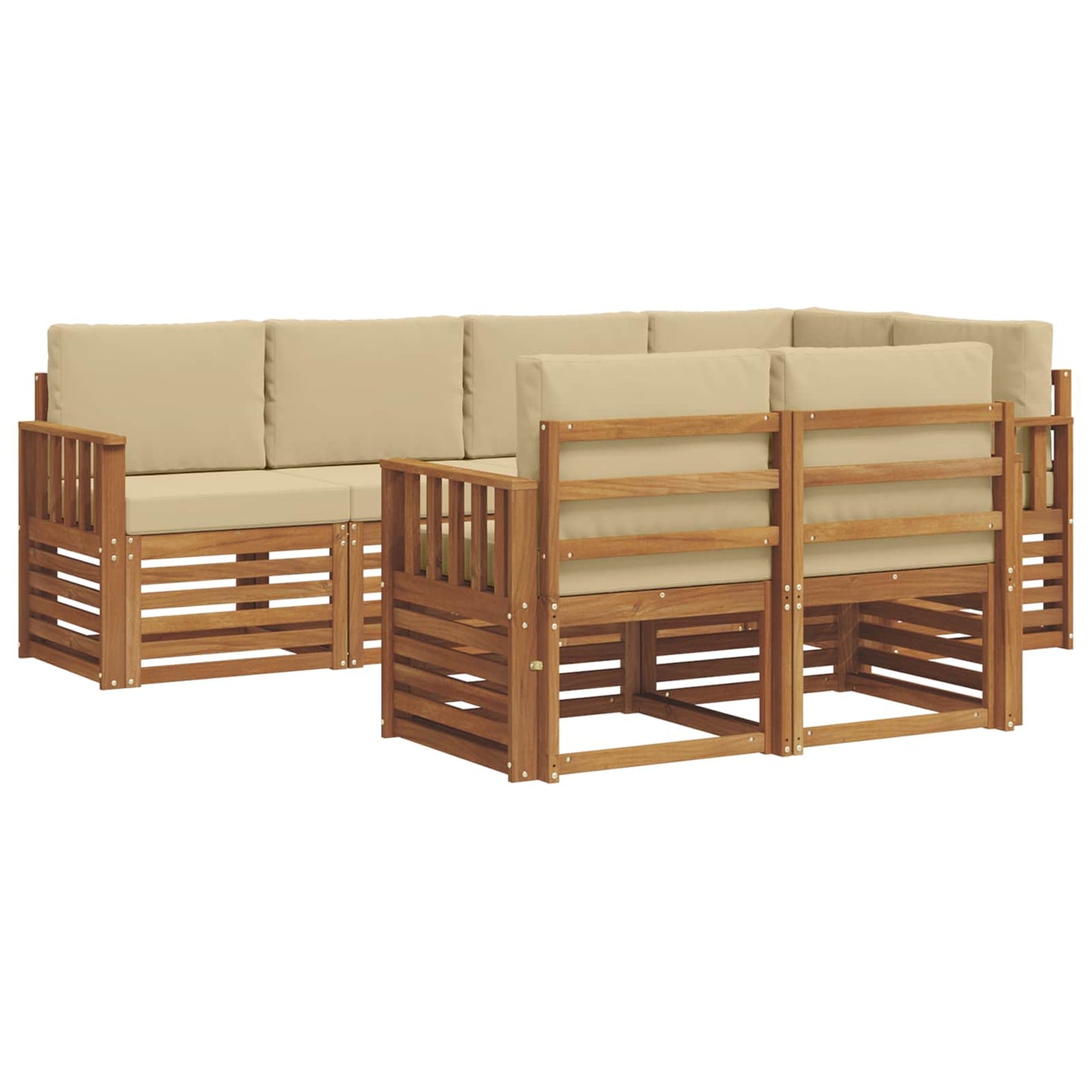 vidaXL Σαλονάκι Γωνιακού Καναπέ με μαξιλάρι 7 pcs Φυσικό και Μπεζ