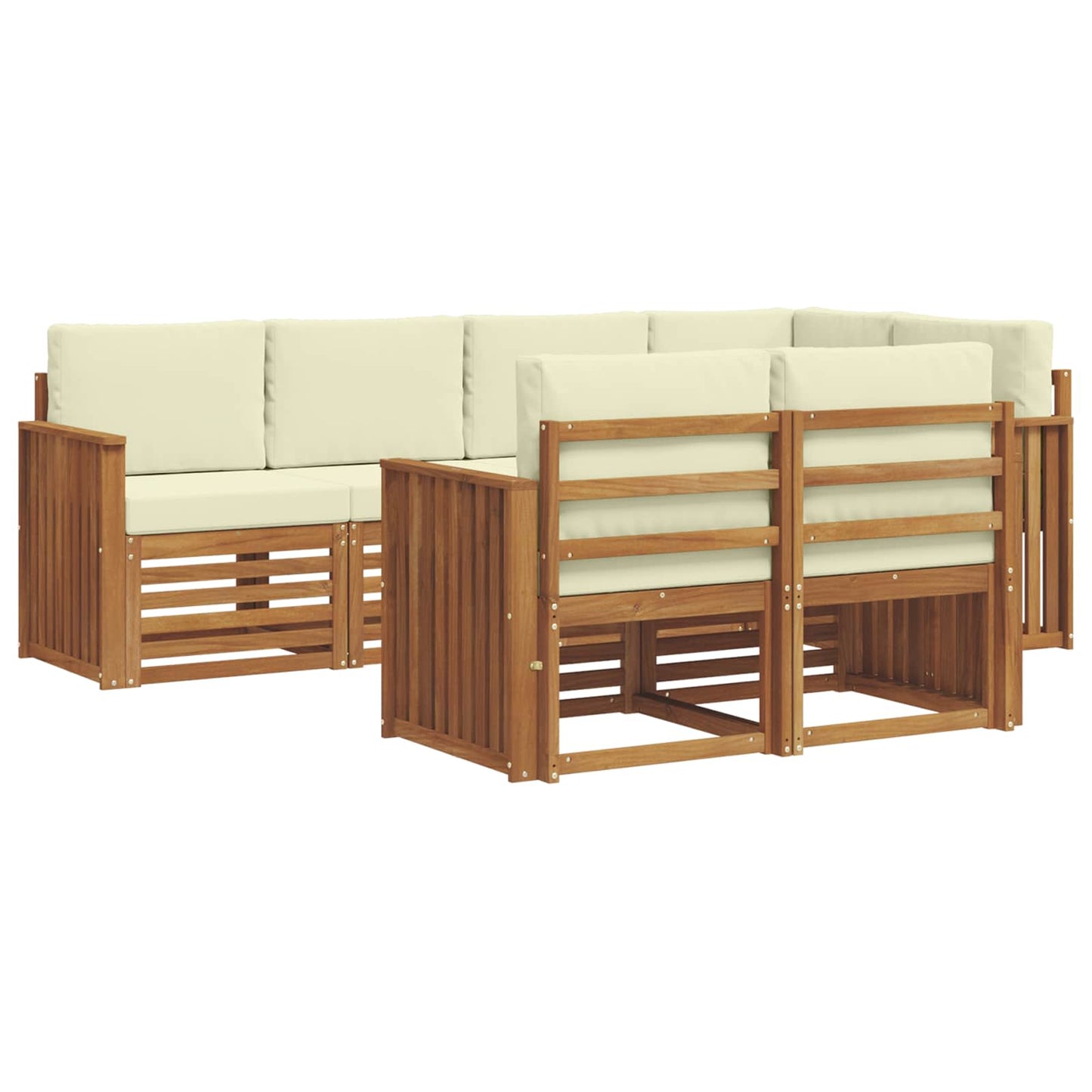 vidaXL Σαλονάκι Γωνιακού Καναπέ με μαξιλάρι 7 pcs Φυσικό και Κρέμα