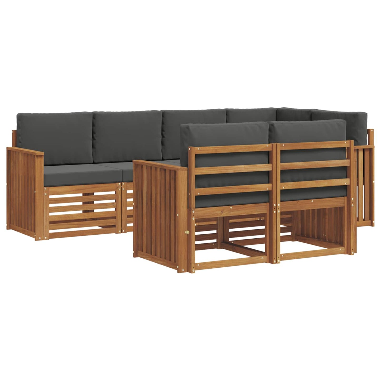 vidaXL Σαλονάκι Γωνιακού Καναπέ με μαξιλάρι 7 pcs Φυσικό και Ανθρακί