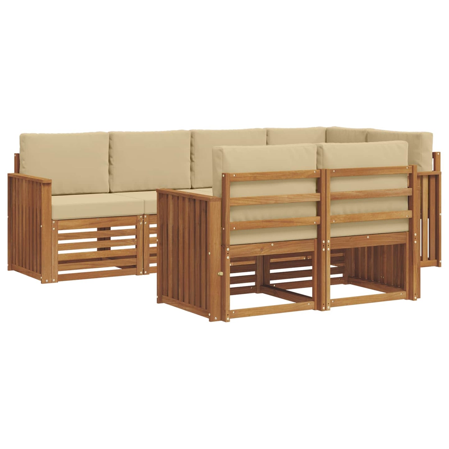 vidaXL Σαλονάκι Γωνιακού Καναπέ με μαξιλάρι 7 pcs Φυσικό και Μπεζ