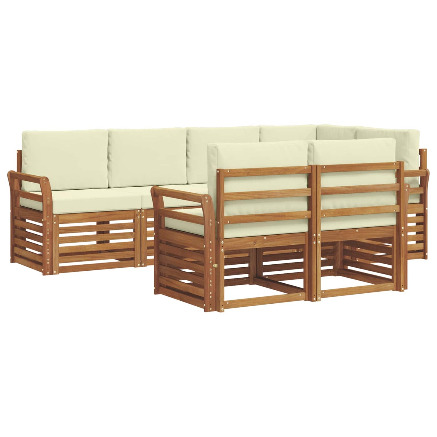 vidaXL Σαλονάκι Γωνιακού Καναπέ με μαξιλάρι 7 pcs Φυσικό και Κρέμα