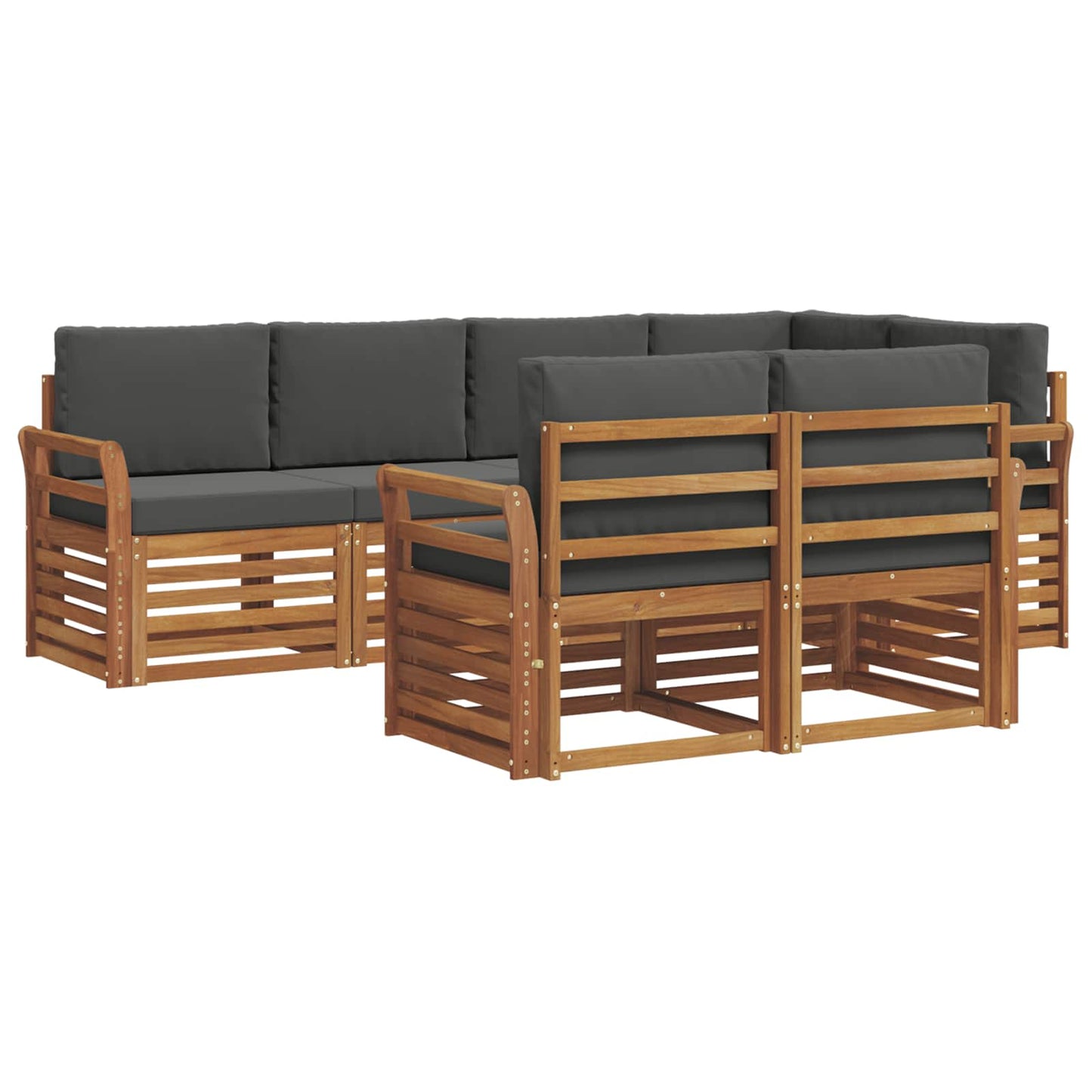 vidaXL Σαλονάκι Γωνιακού Καναπέ με μαξιλάρι 7 pcs Φυσικό και Ανθρακί