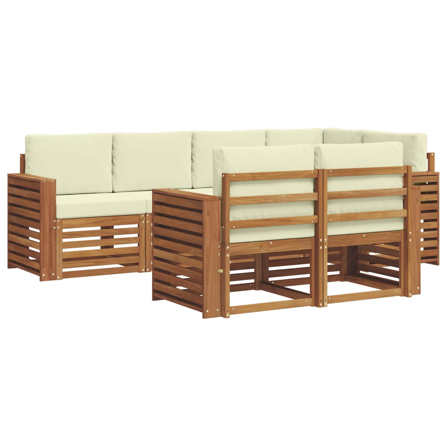 vidaXL Σαλονάκι Γωνιακού Καναπέ με μαξιλάρι 7 pcs Φυσικό και Κρέμα