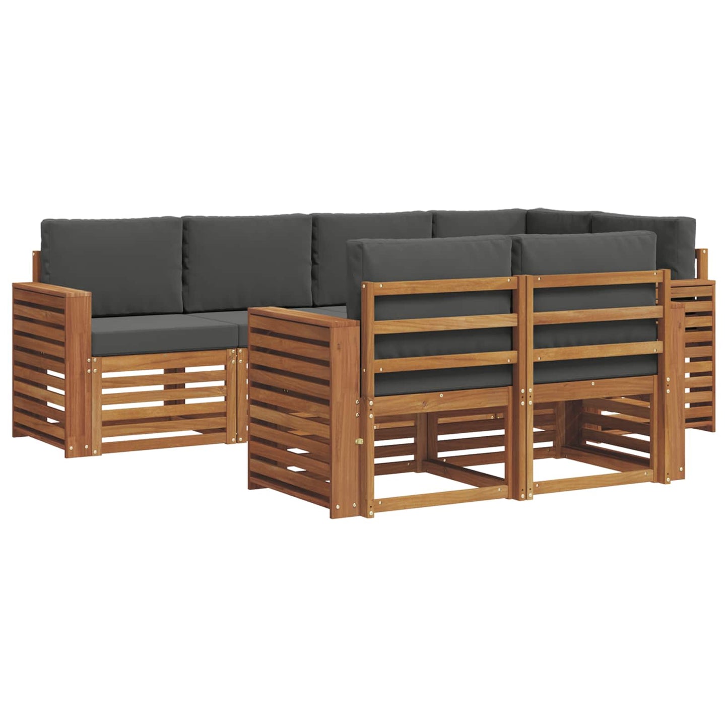 vidaXL Σαλονάκι Γωνιακού Καναπέ με μαξιλάρι 7 pcs Φυσικό και Ανθρακί