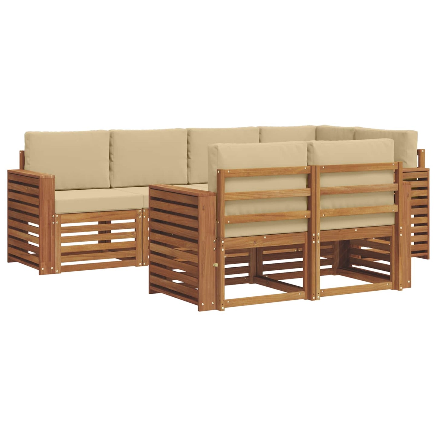vidaXL Σαλονάκι Γωνιακού Καναπέ με μαξιλάρι 7 pcs Φυσικό και Μπεζ