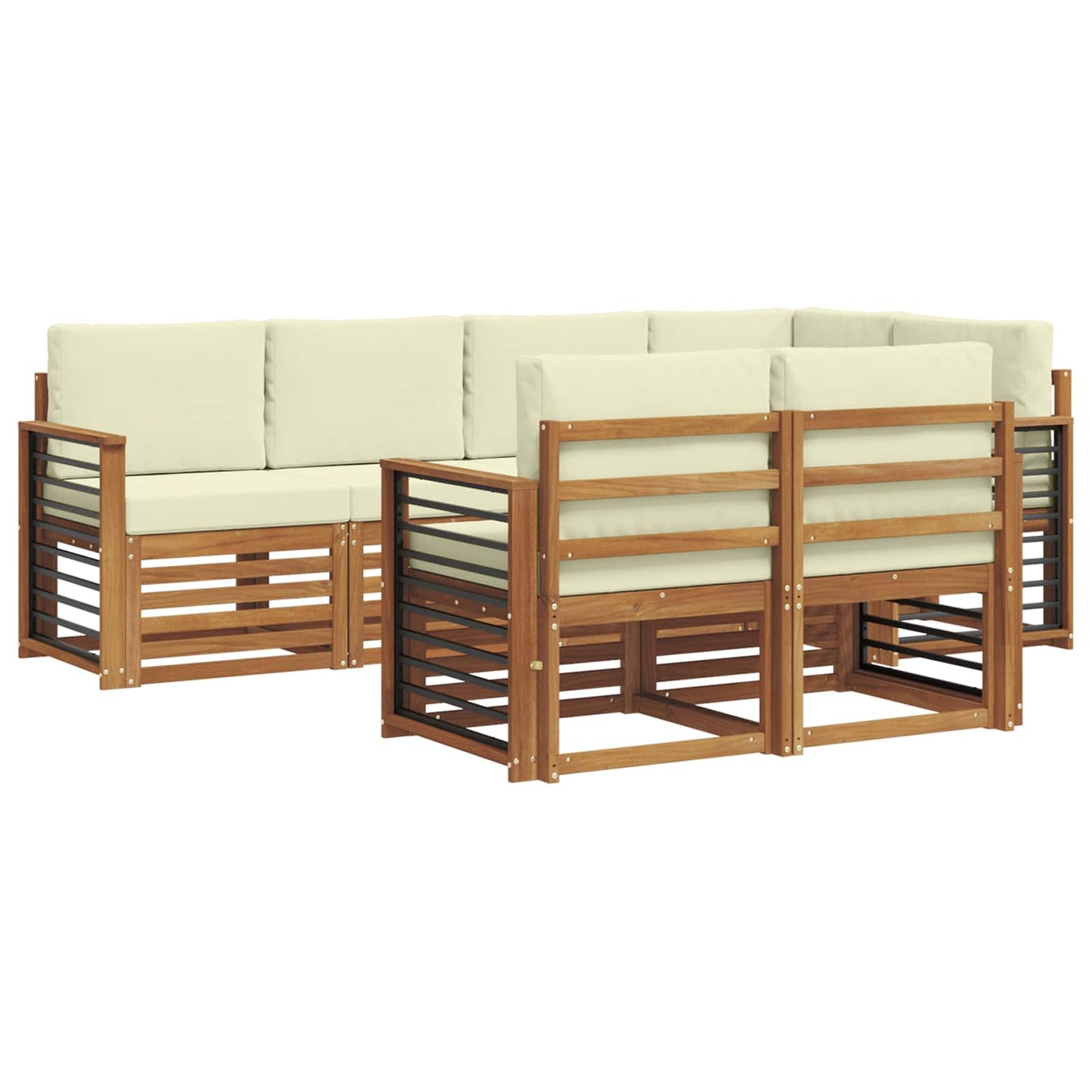 vidaXL Σαλονάκι Γωνιακού Καναπέ με μαξιλάρι 7 pcs Φυσικό και Κρέμα